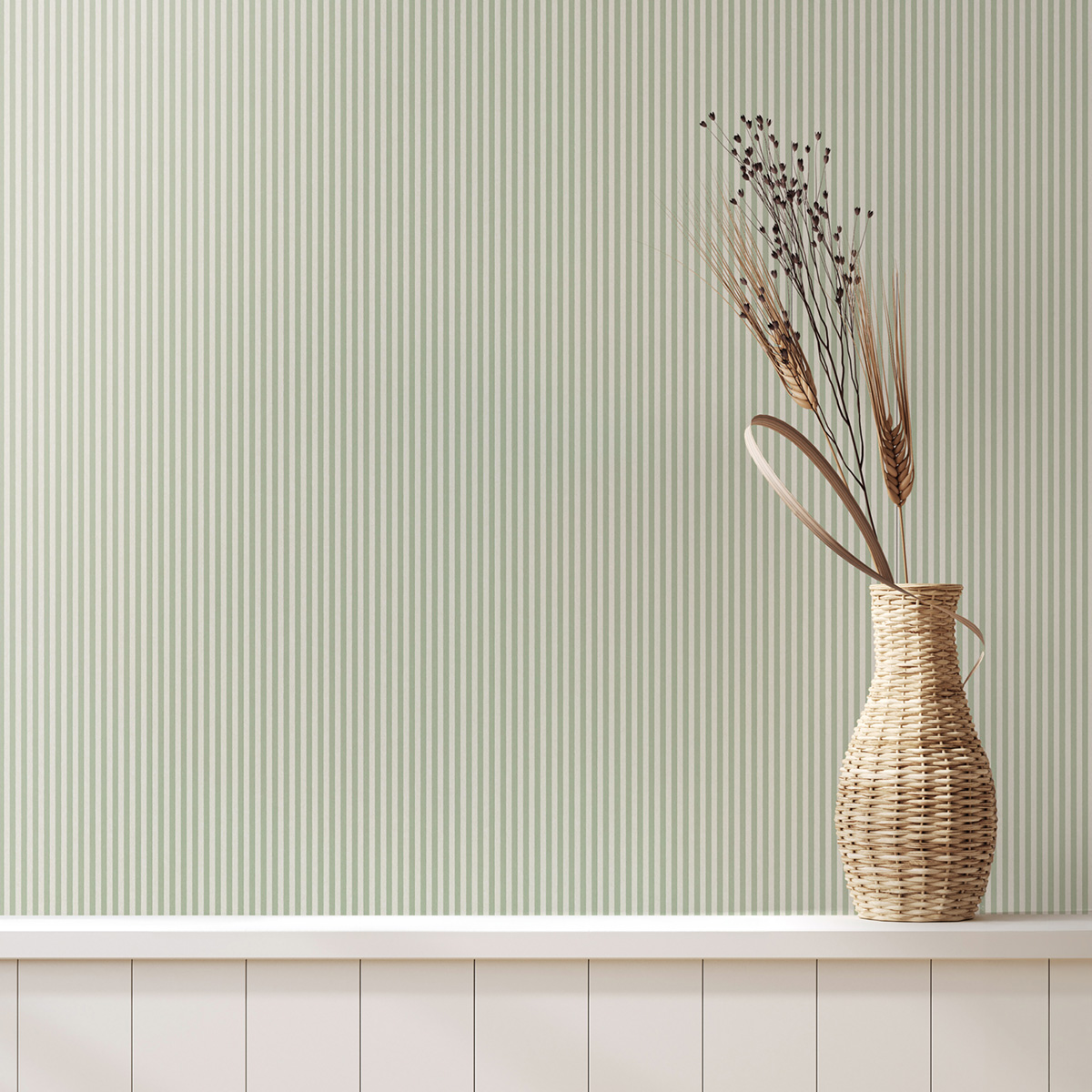 Papier peint Rayure Ticking Stripe vert - Beaux Arts de Lutèce | Réf. LTC-M1846