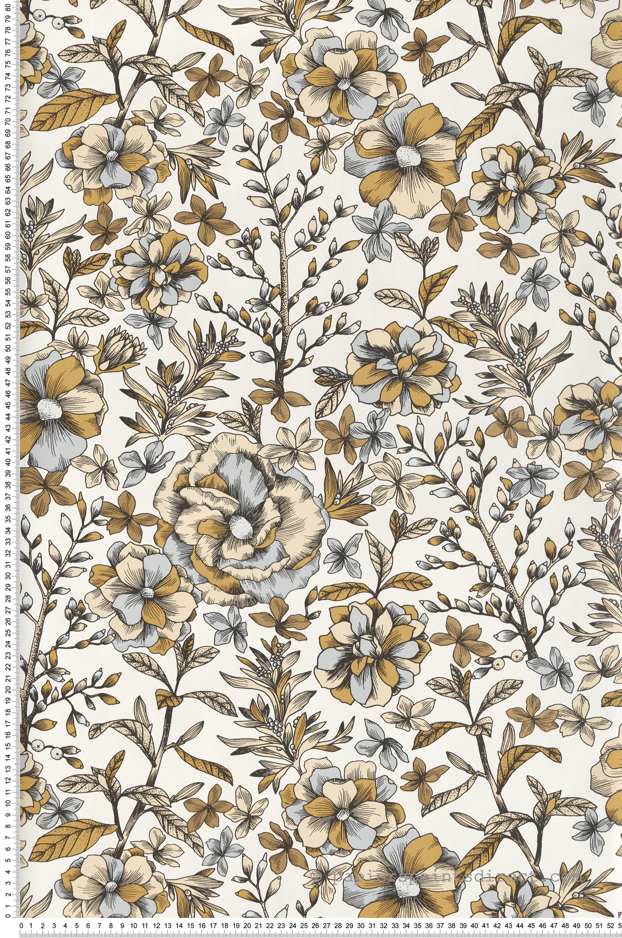 Papier peint Fleuri Jardin de Beauregard ocre - Nos Gravures de Casélio | Réf. NGR103060223