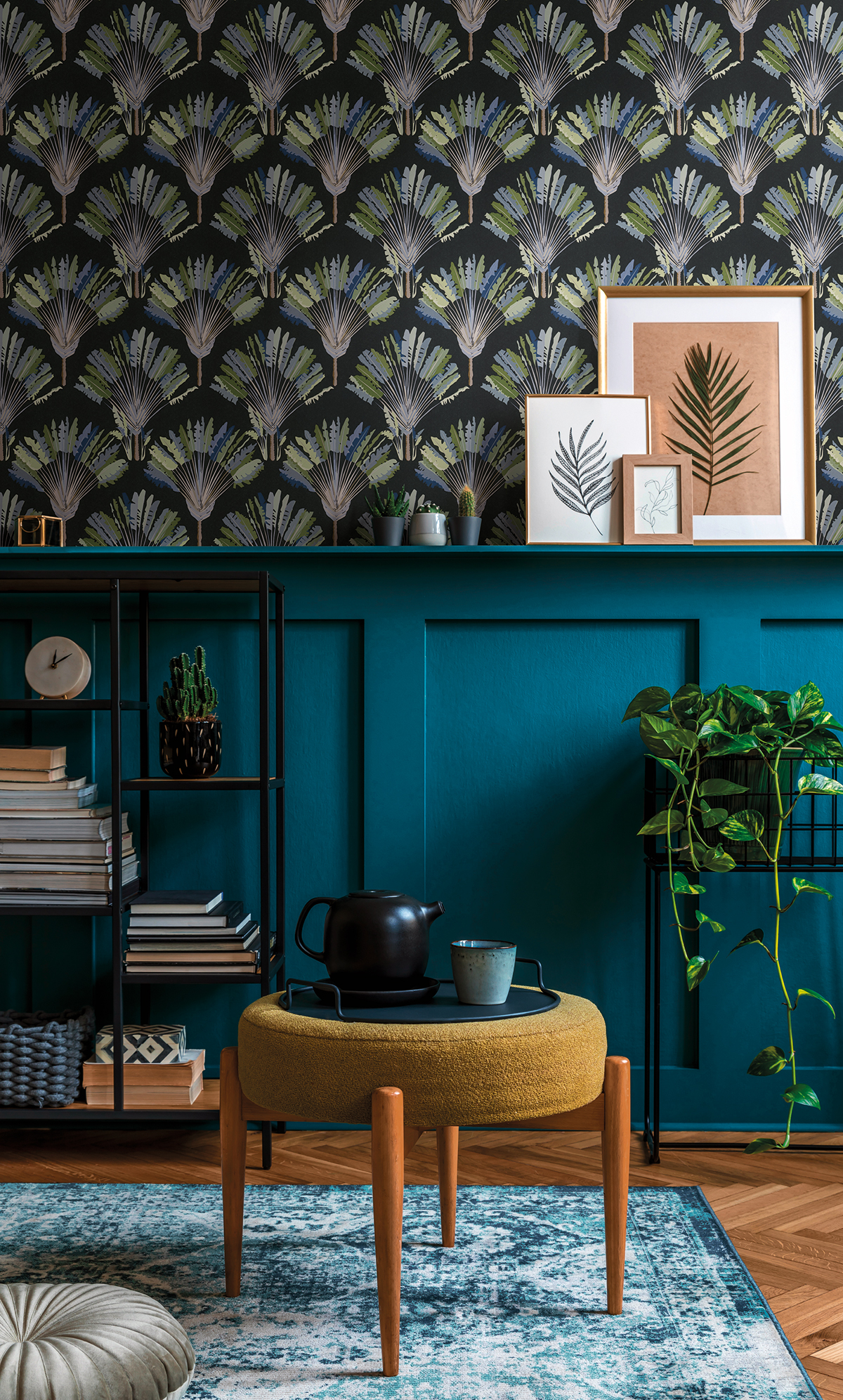 Papier peint Palme Feuillage vert et noir - Jungle Chic d'Architects Paper | Réf. 37708-5