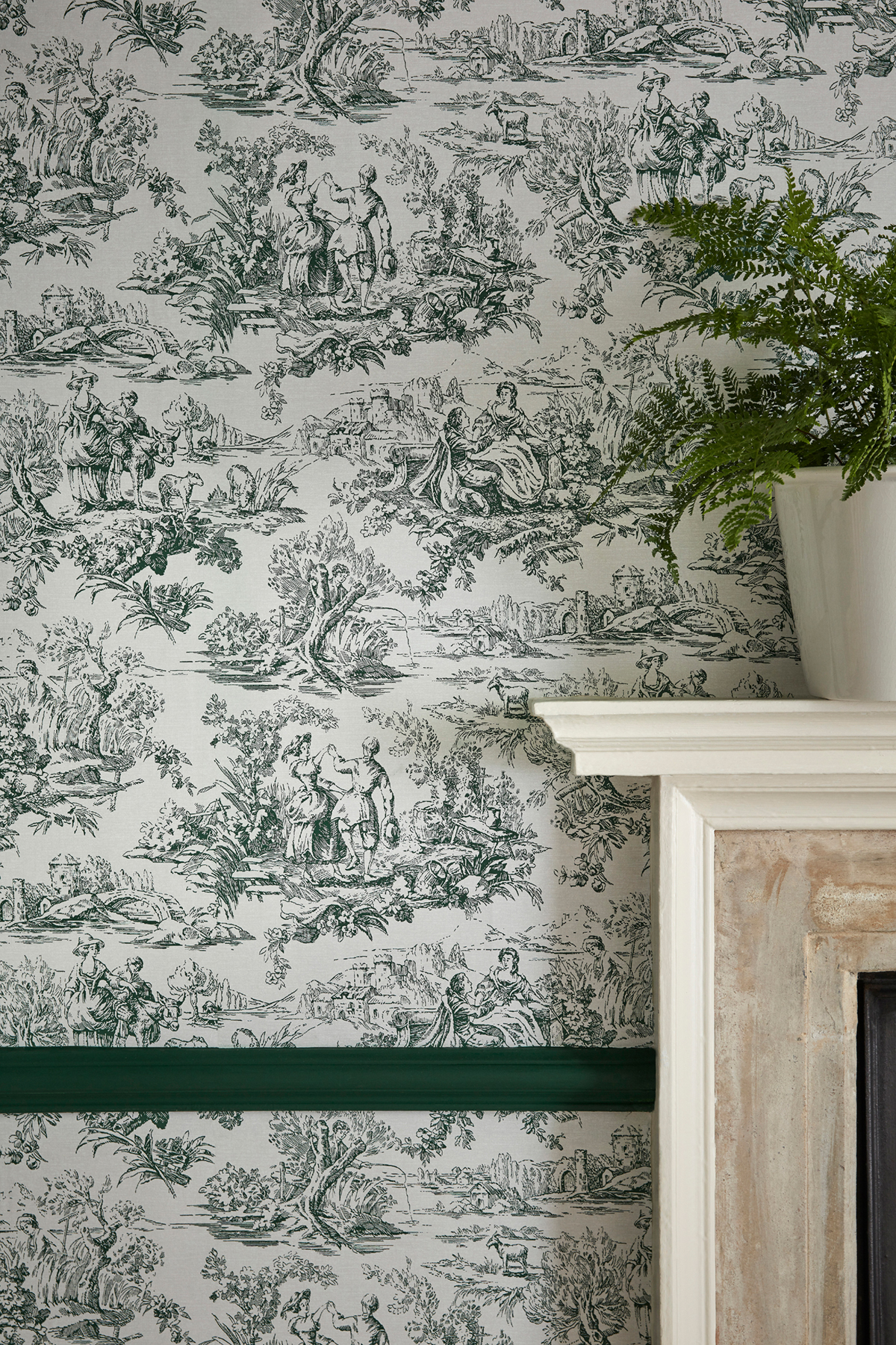 Papier peint Toile De Jouy Lovers' Toile Puck - National Trust Papers 3 de Little Greene AMB2 | Réf. 0263LOPUCKZ