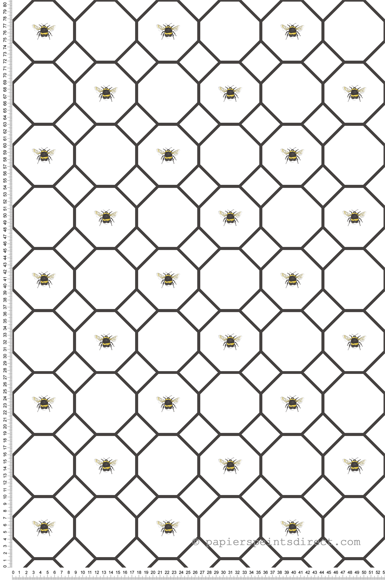 Papier peint Faïence Géométrique Abeille noir et blanc - Cuisine Fraicheur 6 de Lutèce | Réf. LTC-G45406