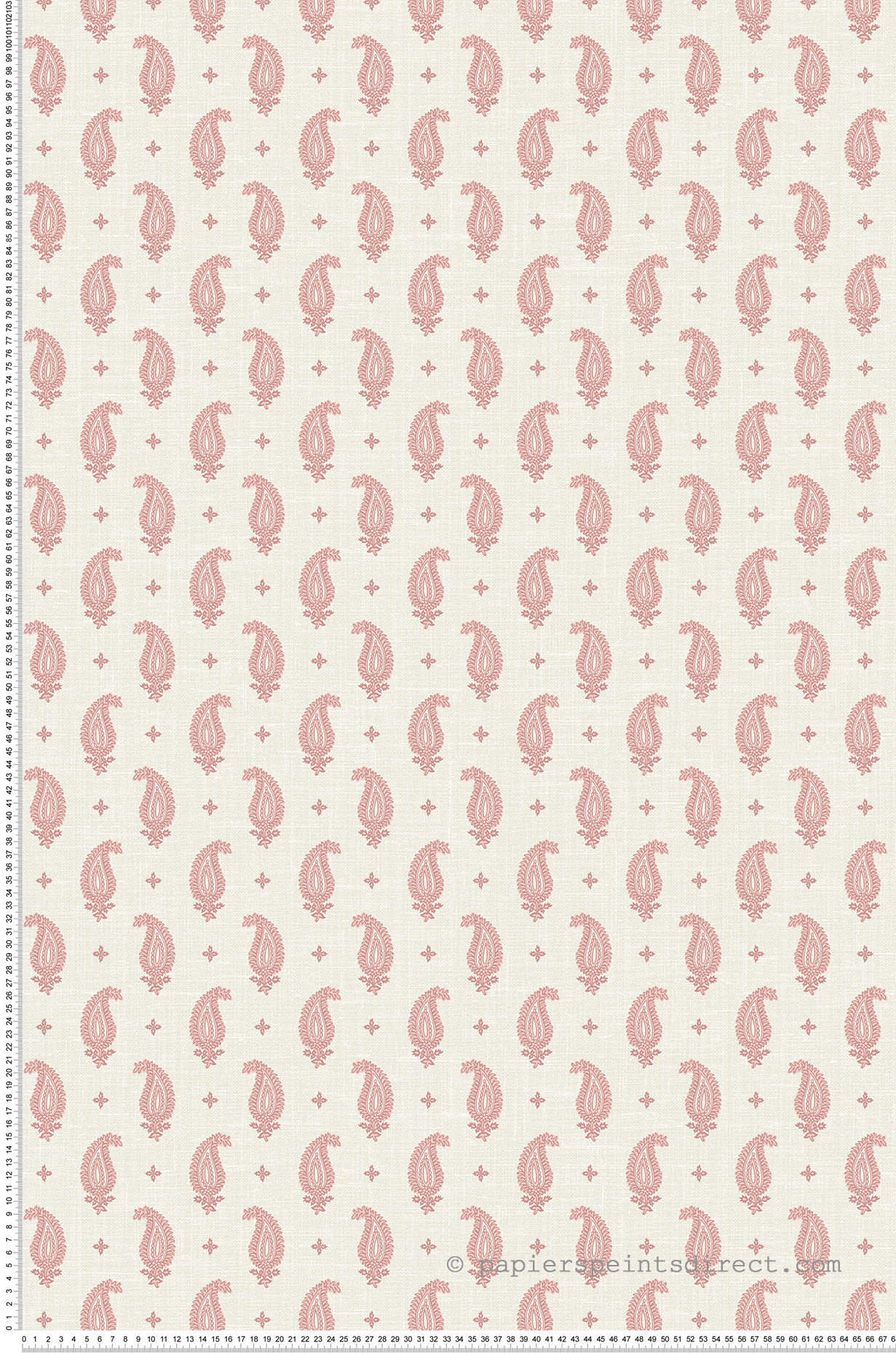 Papier peint Plumetis Cachemire Maia rose écru - French Country d'Initiales | Réf. INI-FC62411