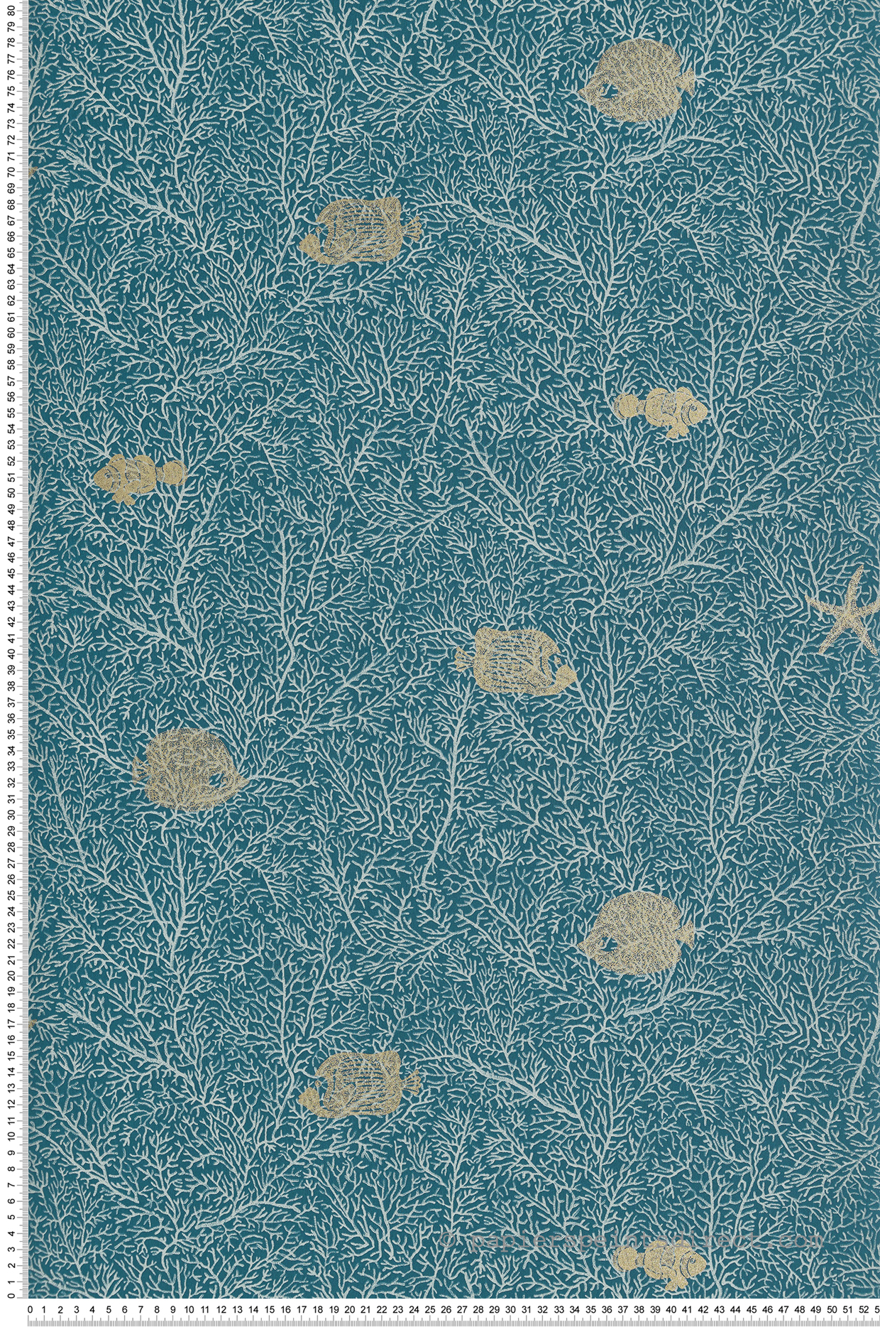 Papier peint Poissons et Coraux bleu et doré - Sea You Soon de Casélio | Réf. SYO102776680