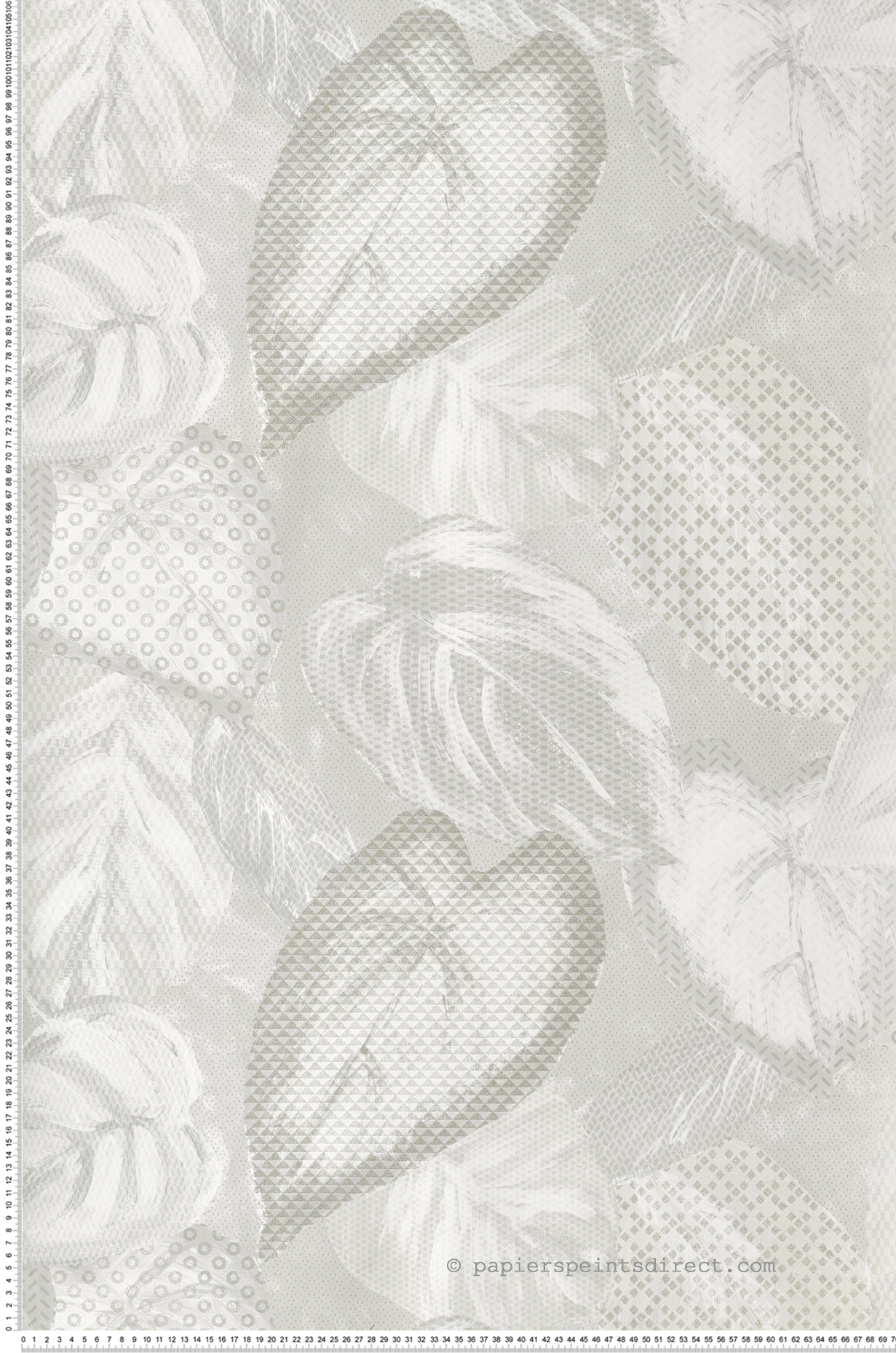 Papier peint Feuille Billes de Verre beige lin - Ornata de Montecolino | Réf. MC-81347