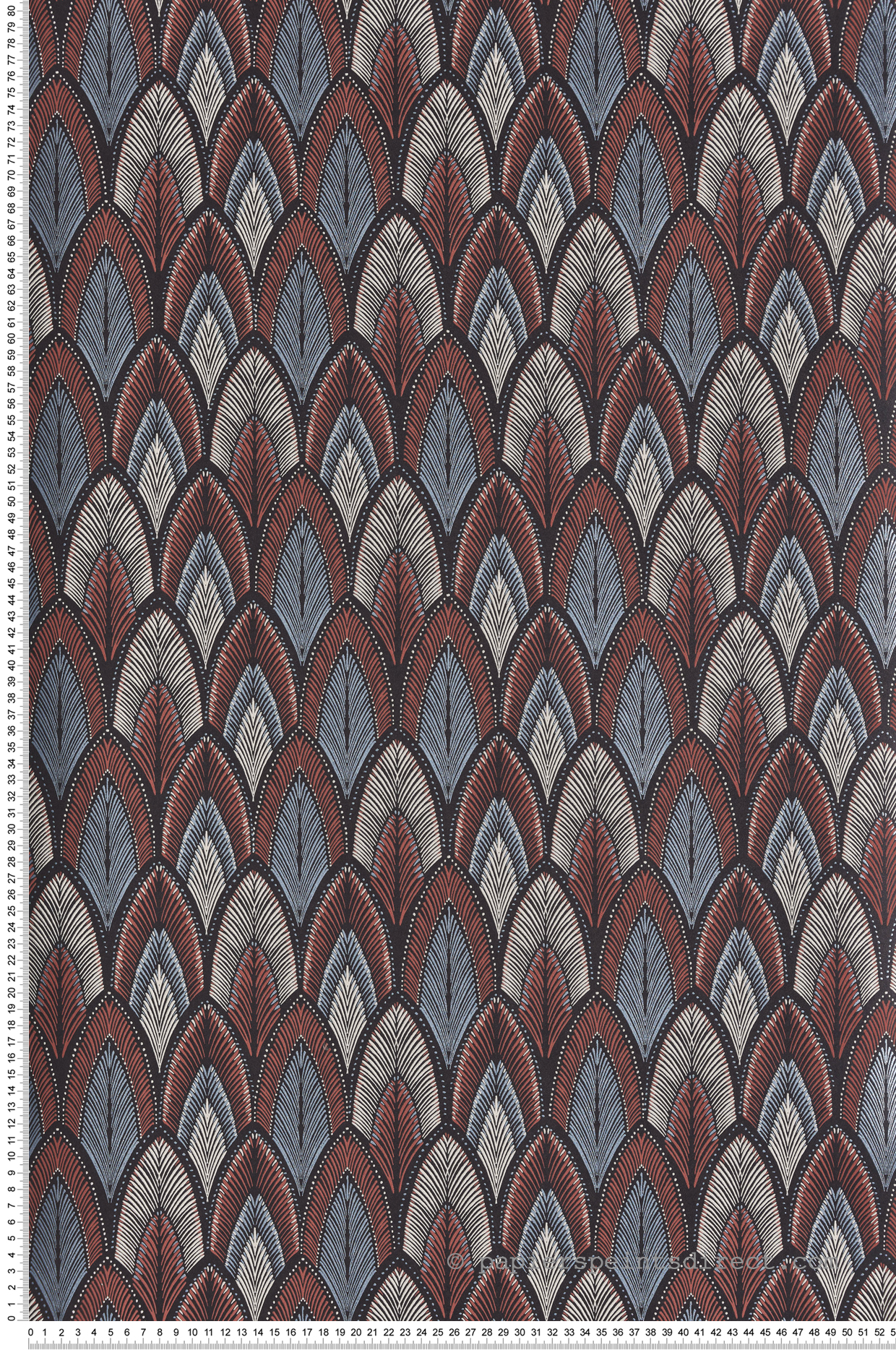 Papier peint Feuille Art Déco Dabu bleu doux métallisé - Summer de Masureel | Réf. MAS-SUM406