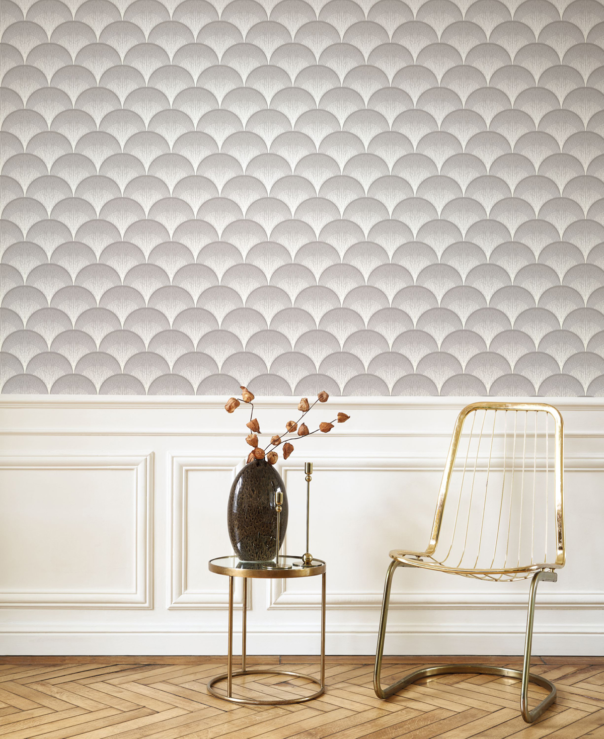 Papier peint Plume de Paon Broadway taupe nacré - Twenties de Casadéco | Réf. TWNT88661515