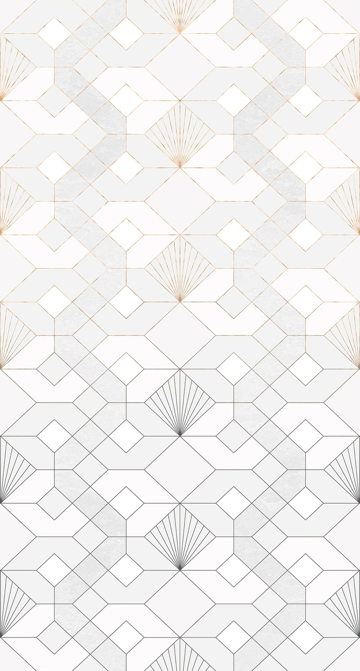 Papier peint panoramique Art déco Coquilles Blanches - Papier peint Komar Heritage