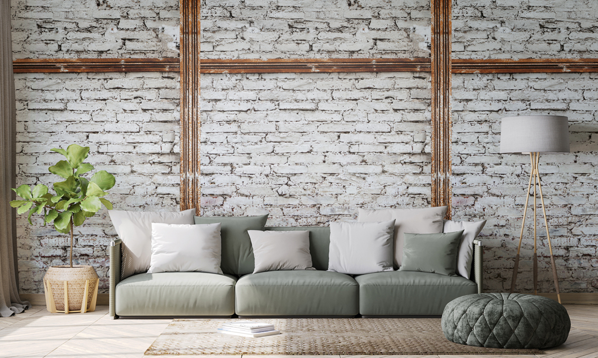 Papier peint panoramique Industriel Brique Métal blanc - The Wall d'A.S. Création AMB2 | Réf. AS-383511