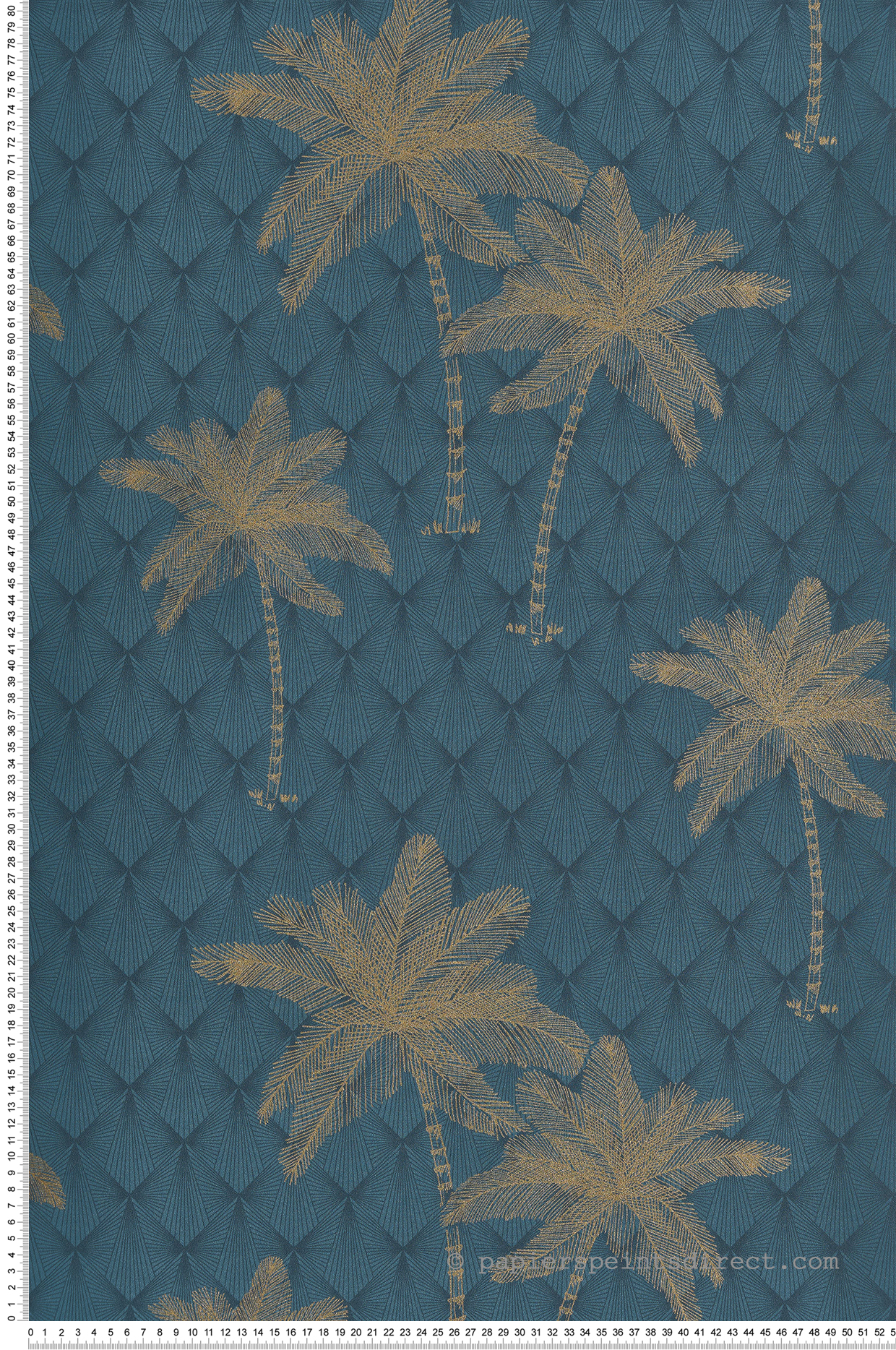 Papier peint Palmier Art Déco pétrole et doré - Jardin d'Eden de Lutèce | Réf. LTC-51202701