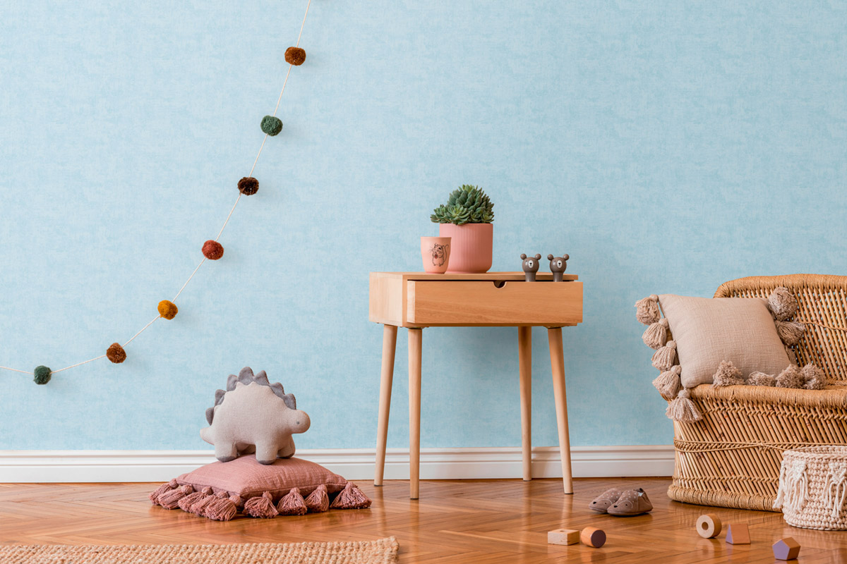 Papier peint Faux Uni Patine bleu dragée - Lilly & Luis d'A.S. Création | Réf. AS-771789