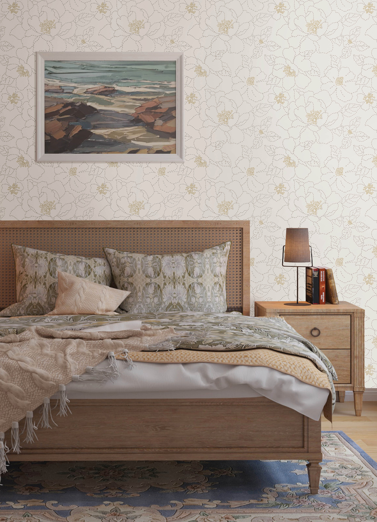 Papier peint Fleur Magnolia Gardena blanc doré - Harmony de Lutèce AMB2| Réf. LTC-FD27007