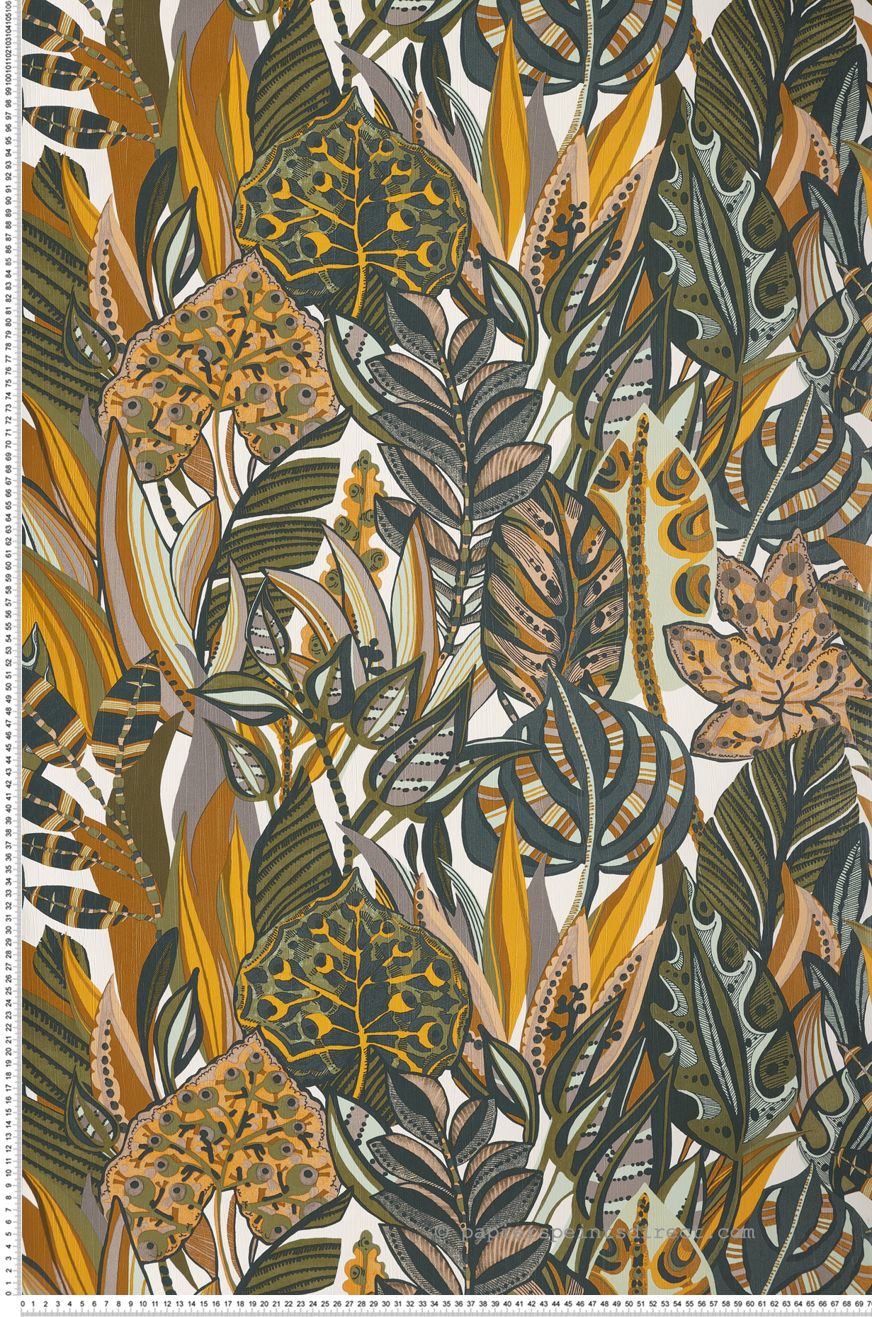 Papier peint Feuille Desirade blanc kaki - Aventura de Casamance | Réf. CAS-75510712