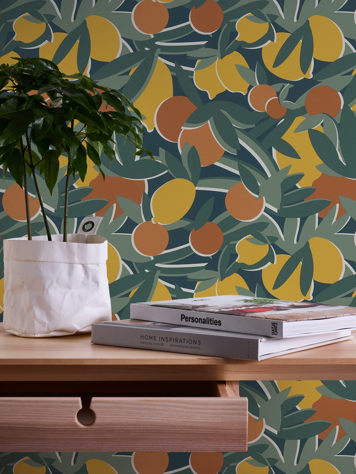 Papier peint Fruit Agrume terracotta - Bensimon 2 de Lutèce AMB3 | Réf. LTC-51200601