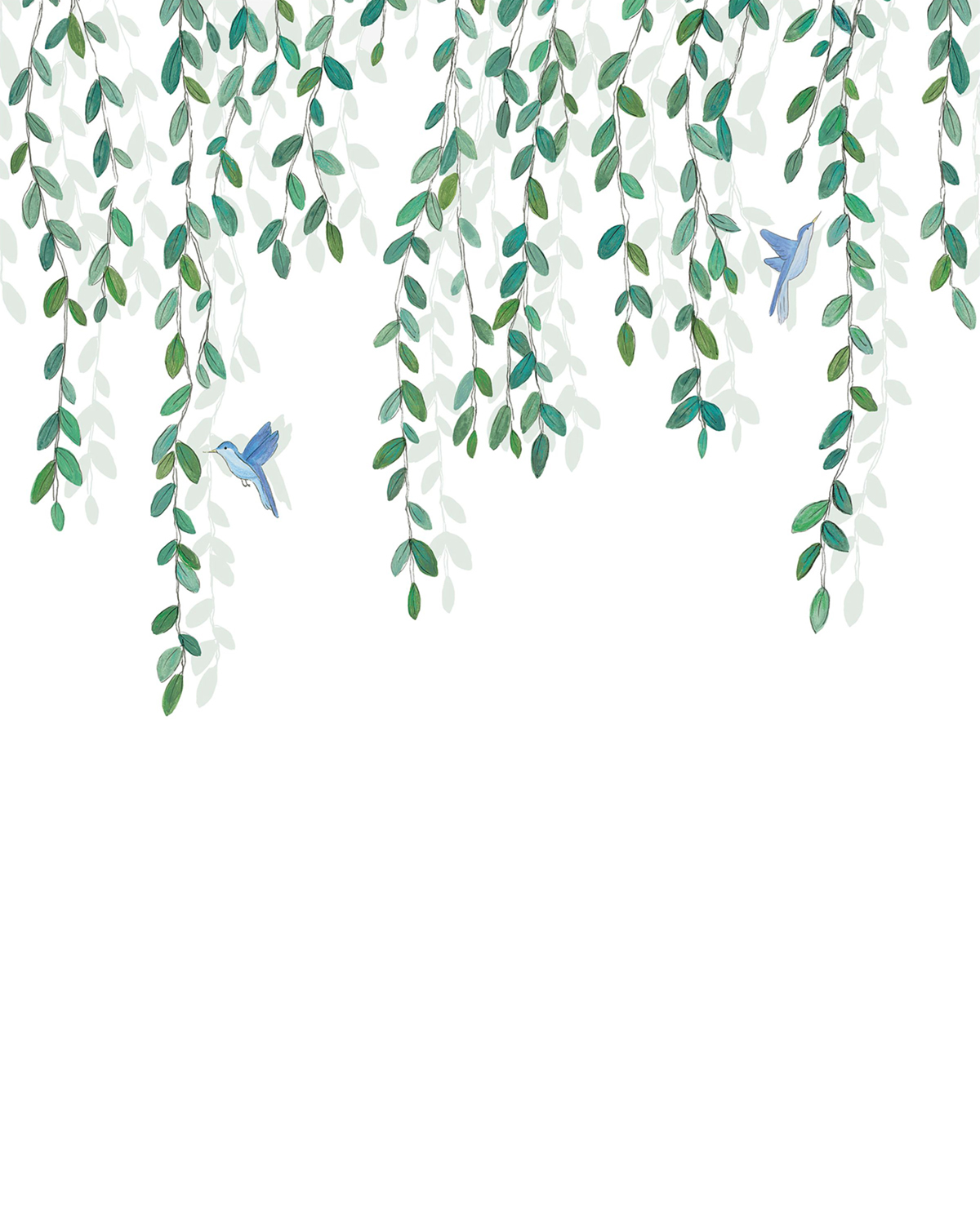 Papier peint panoramique Oiseau Feuille Birdy vert S 200X250 - Green Life 2 de Casélio | Réf. GNL2105400405