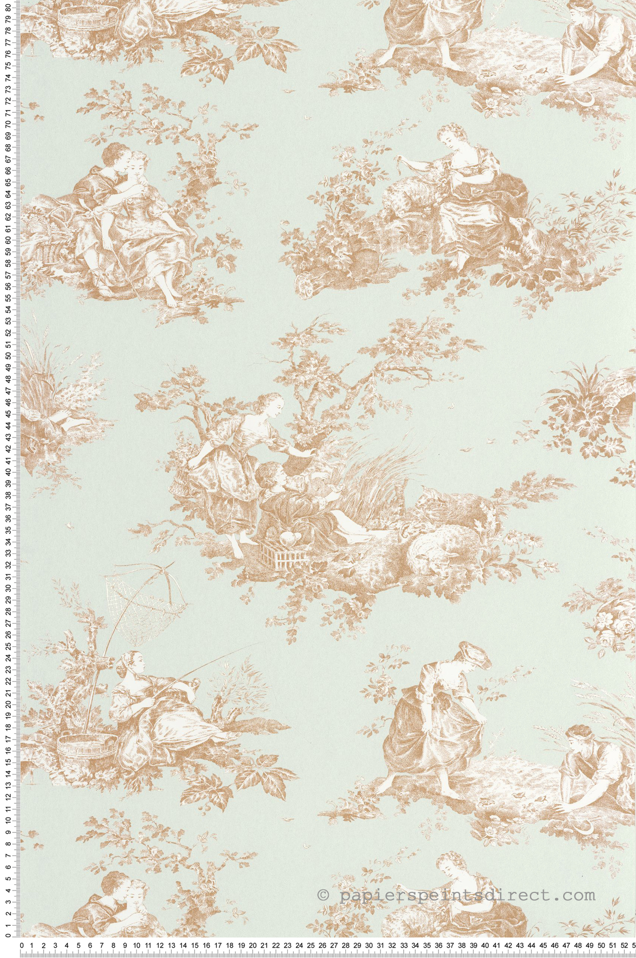 Papier peint Scene D'Été bleu d'eau - Les Belles Toiles De Jouy 2 de Casadéco | Réf. BTJD87917272