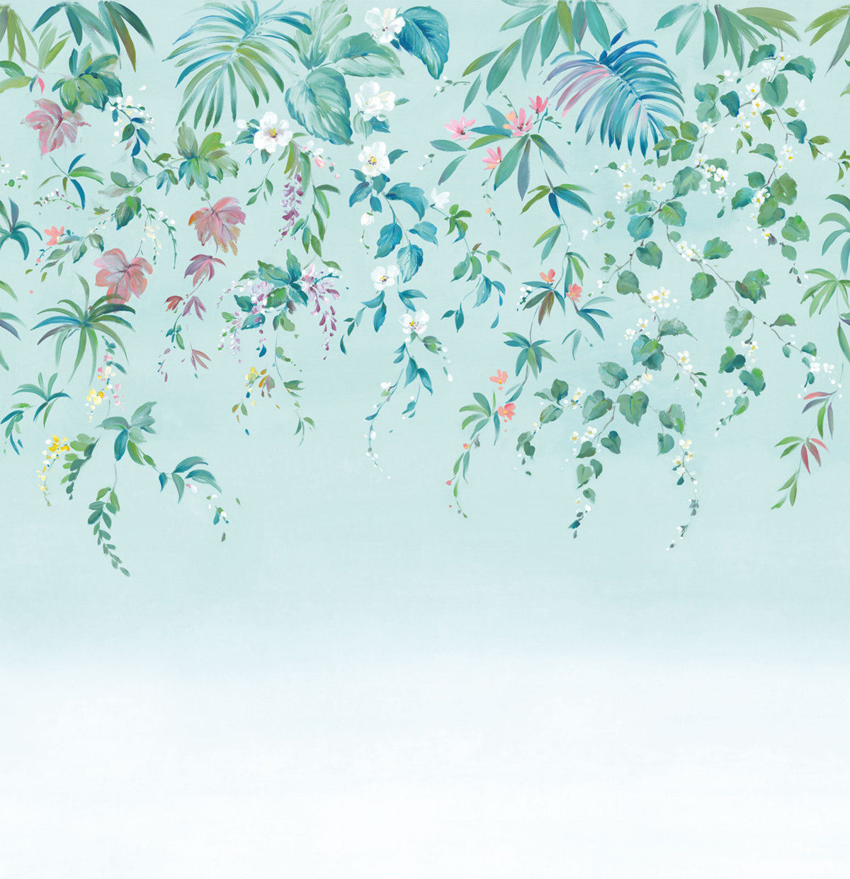 Papier peint panoramique Ronde Végétale Fleurie L bleu ciel 300x310 - Wonderwalls de Casadéco | Réf. WDWS89166709