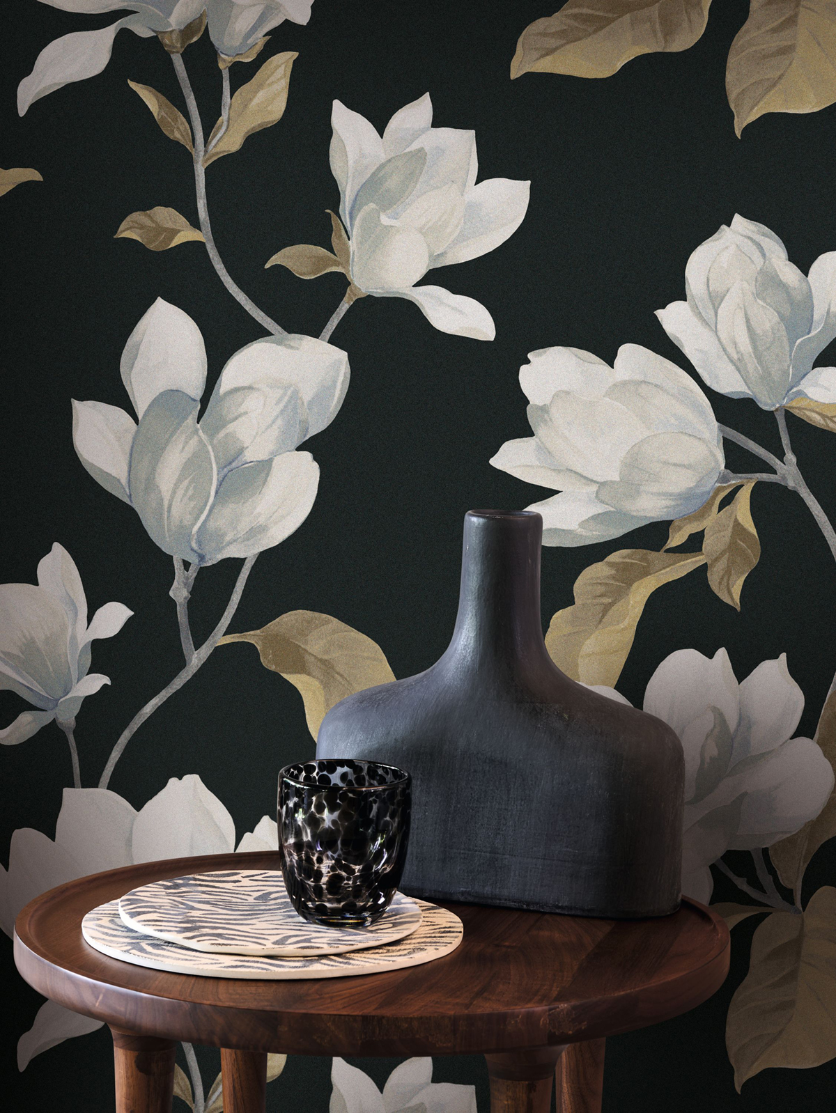 Papier peint Brume de Magnolia noir fusain - Le Beau Jardin de Casadéco | Réf. BJAR202549595