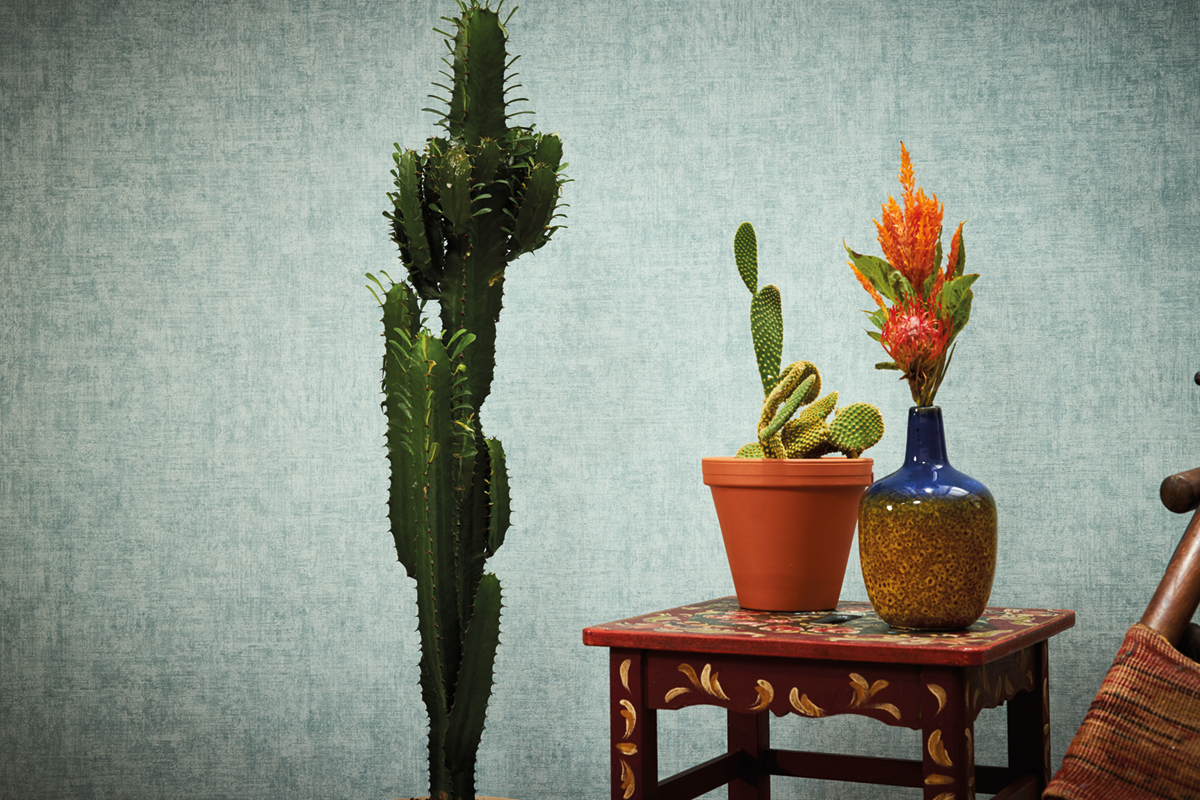 Papier peint Faux unis Relax vert d'eau - New Walls d'AS Création AMB | Réf. SP15285