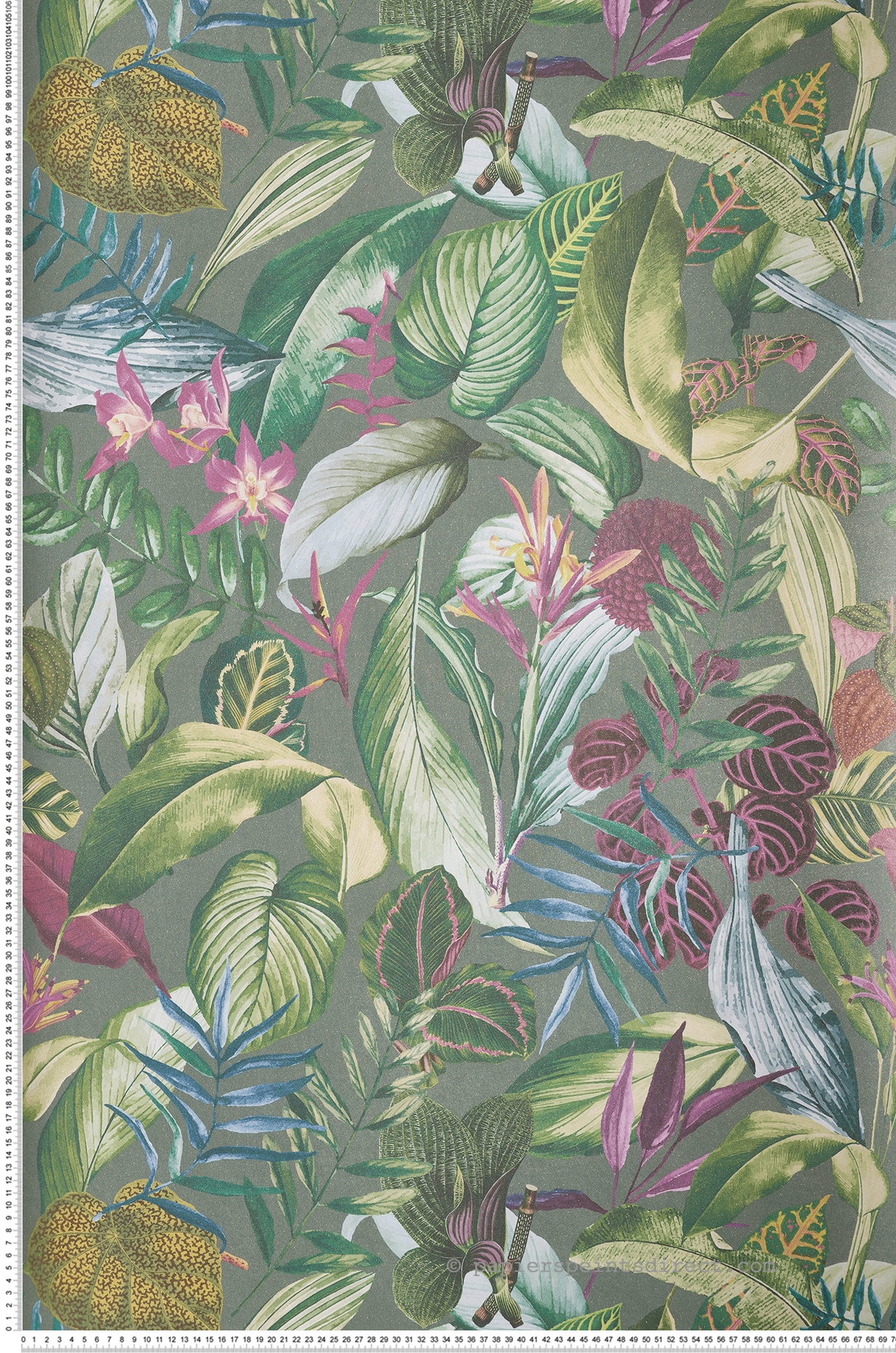 Papier peint Feuillage Tropical Kiribati vert et doré- Moorea de Montecolino | Réf. MC-26739