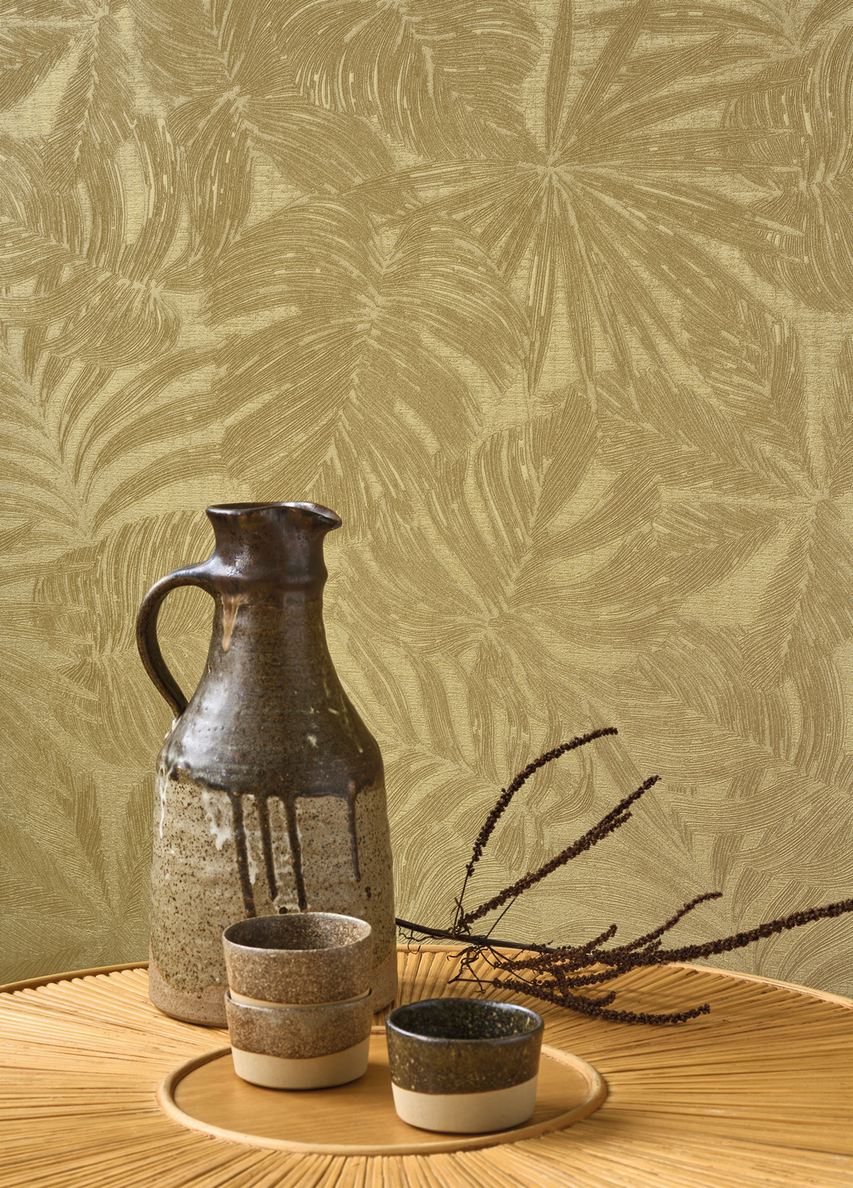 Papier peint Palmes Gravure Granada doré - Vegetals de Casadéco AMB2| Réf. VEGE86432343
