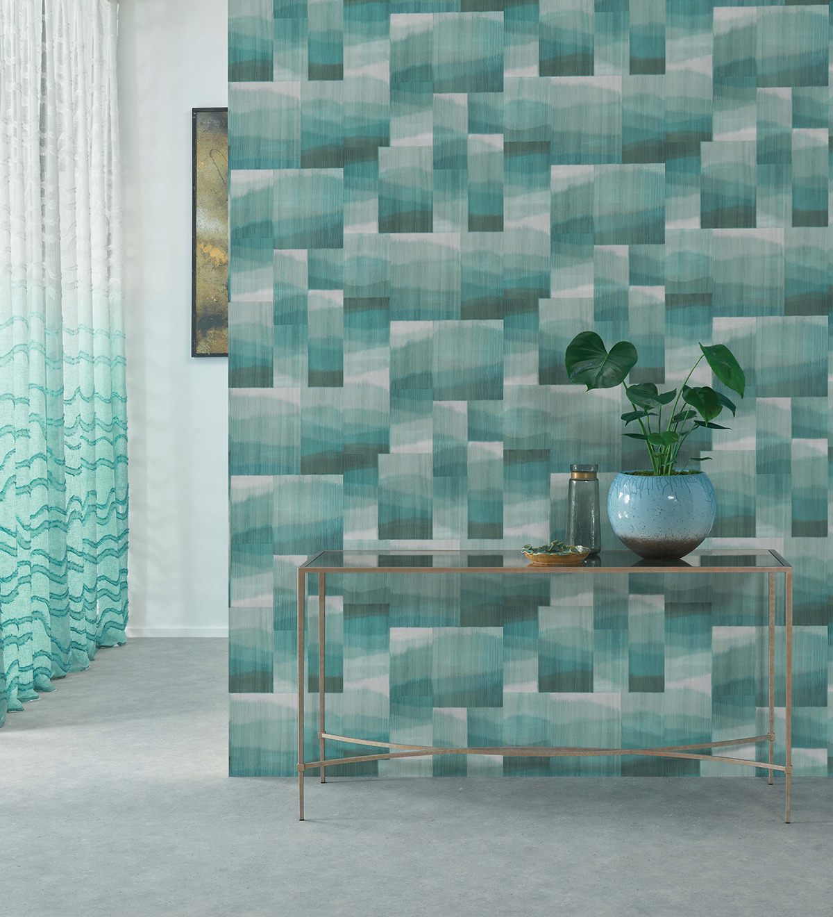 Papier peint Géométrique Tie and Dye vert - Kanoko d'Osborne & Little | Réf. OBS-W7553-01