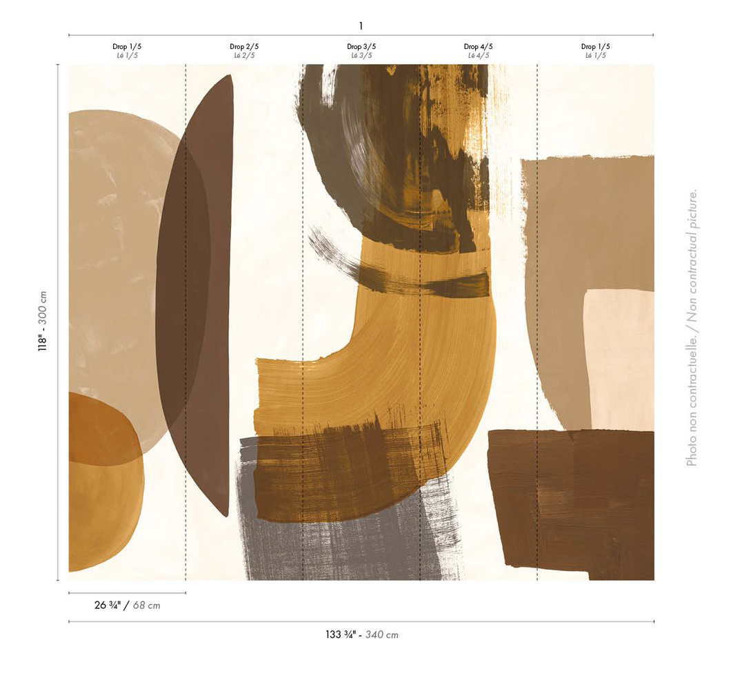 Papier peint panoramique Forme Ethnique Papunya marron - Panoramas 4 de Casamance AMBR | Réf. CAS-76781630