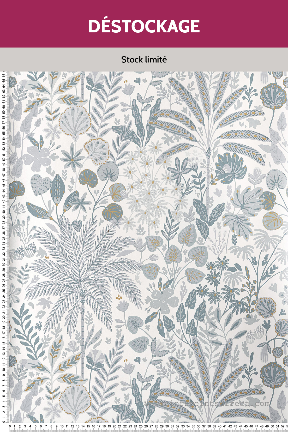 Papier peint Destockage - Floral et Nature blanc et doré - Only Blue de Casélio