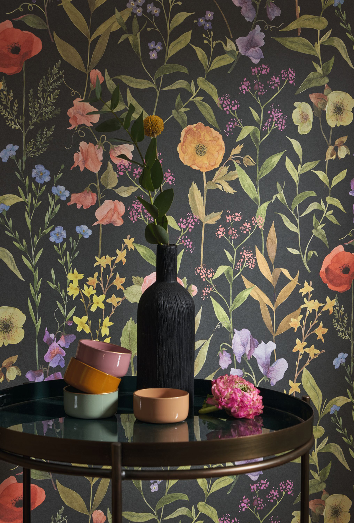 Papier peint Fleurs Des Champs noir - Gardens de Casadéco AMB3 | Réf. GADN87659456