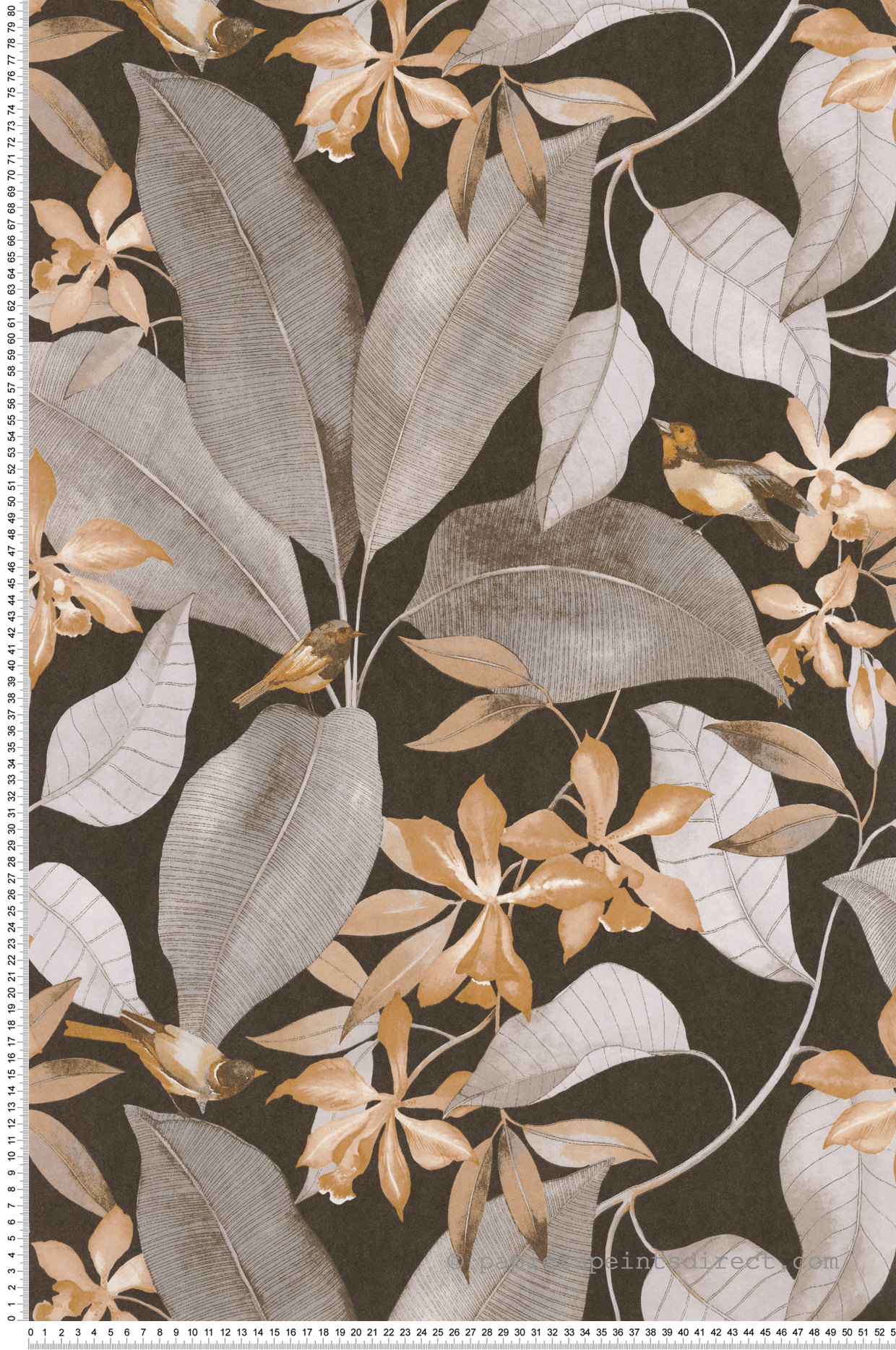 Papier peint Feuillage Bird Song noir/gris - Delicacy de Casadéco | Réf. DELY85382414