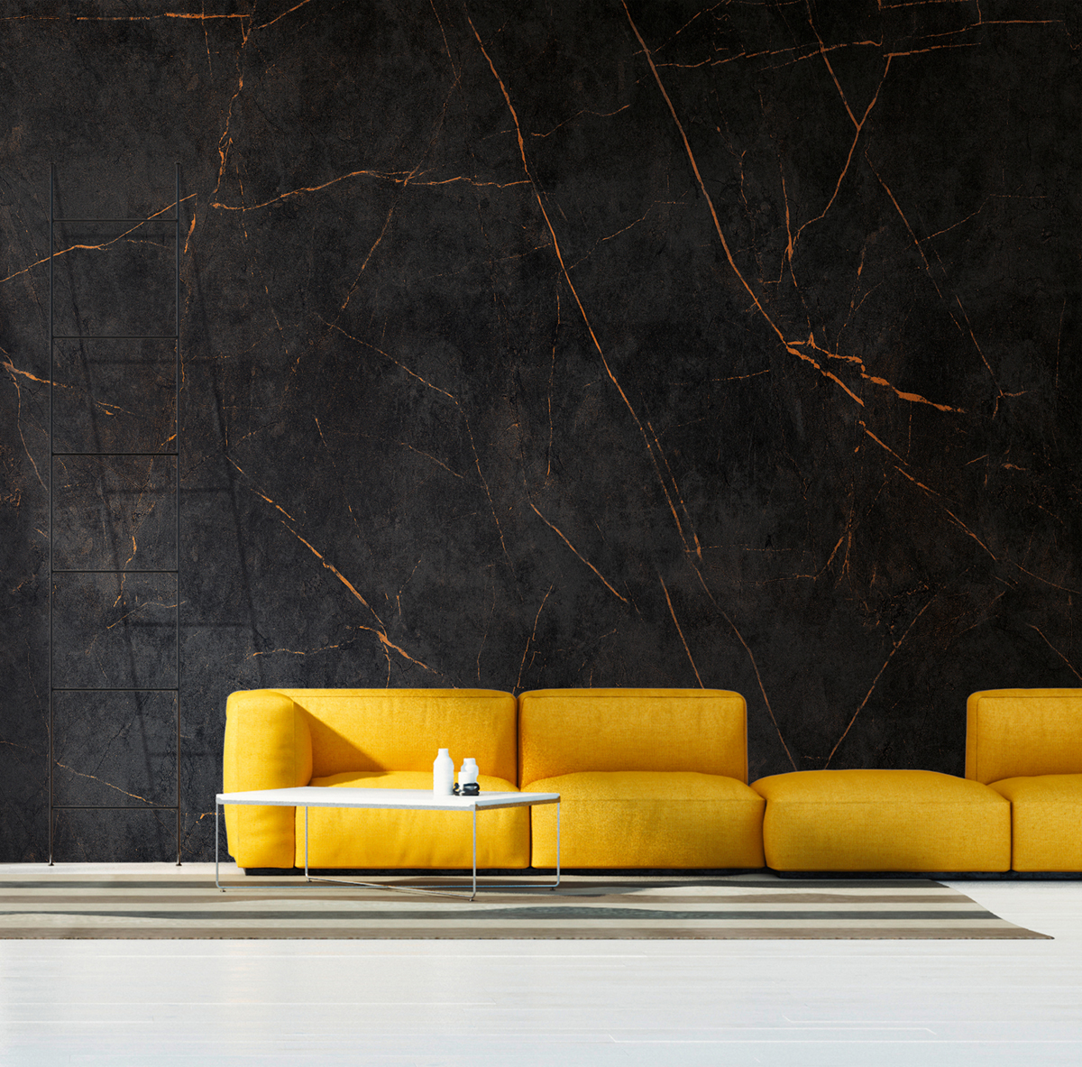 Papier peint panoramique Marbre noir orange - The Wall d'A.S. Création AMB | Réf. AS-382251