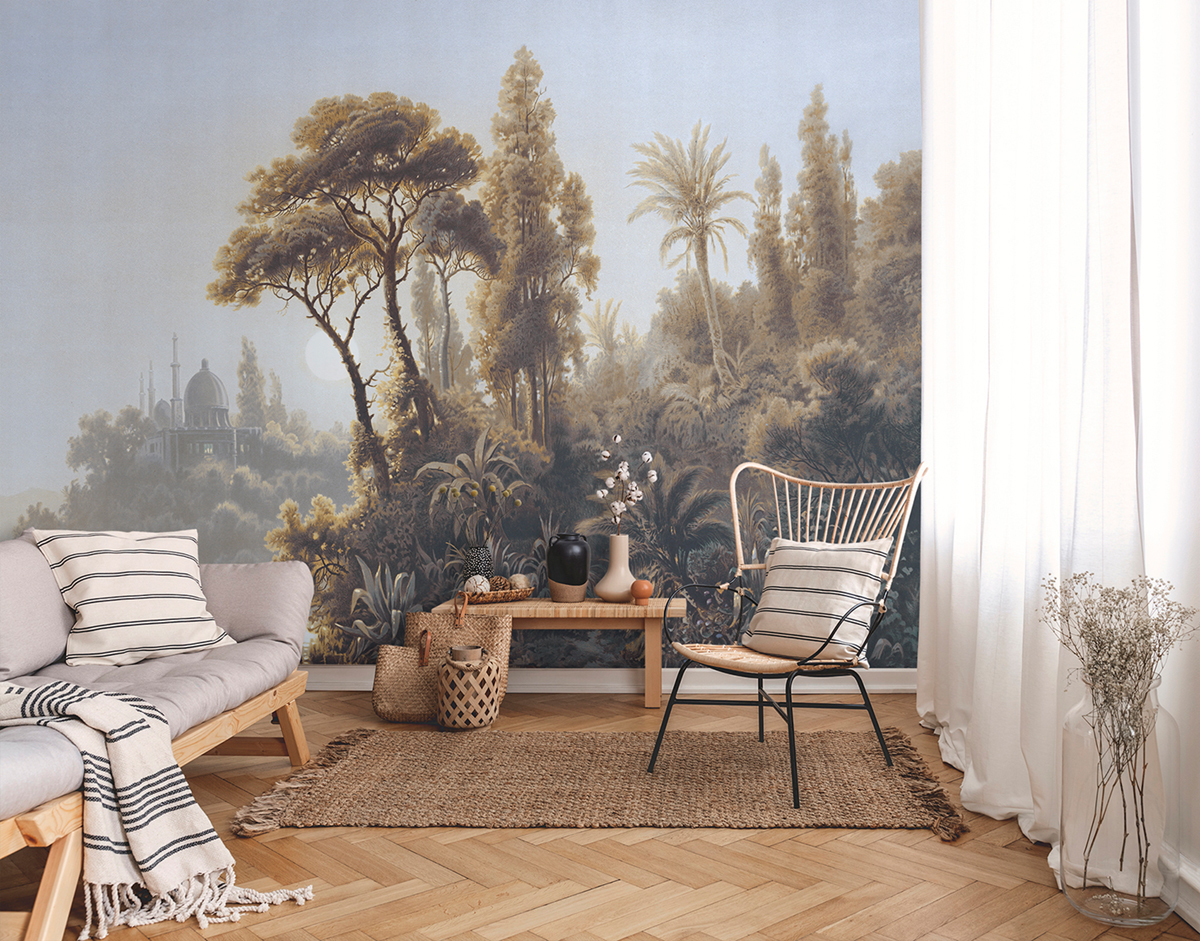 Papier peint panoramique Palais Colonial bleu - Panorama 2 de Lutèce | Réf. LTC-PAN1632C