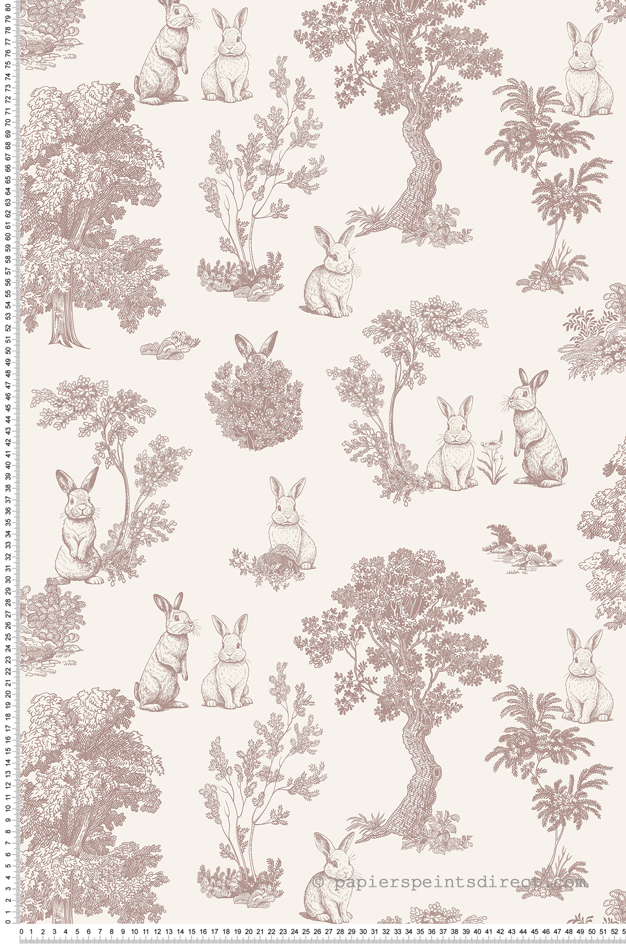 Papier peint Enfant Toile de Jouy Lapin terracotta - Sweet Dreams d'Ugépa | Réf. UGP-N07110