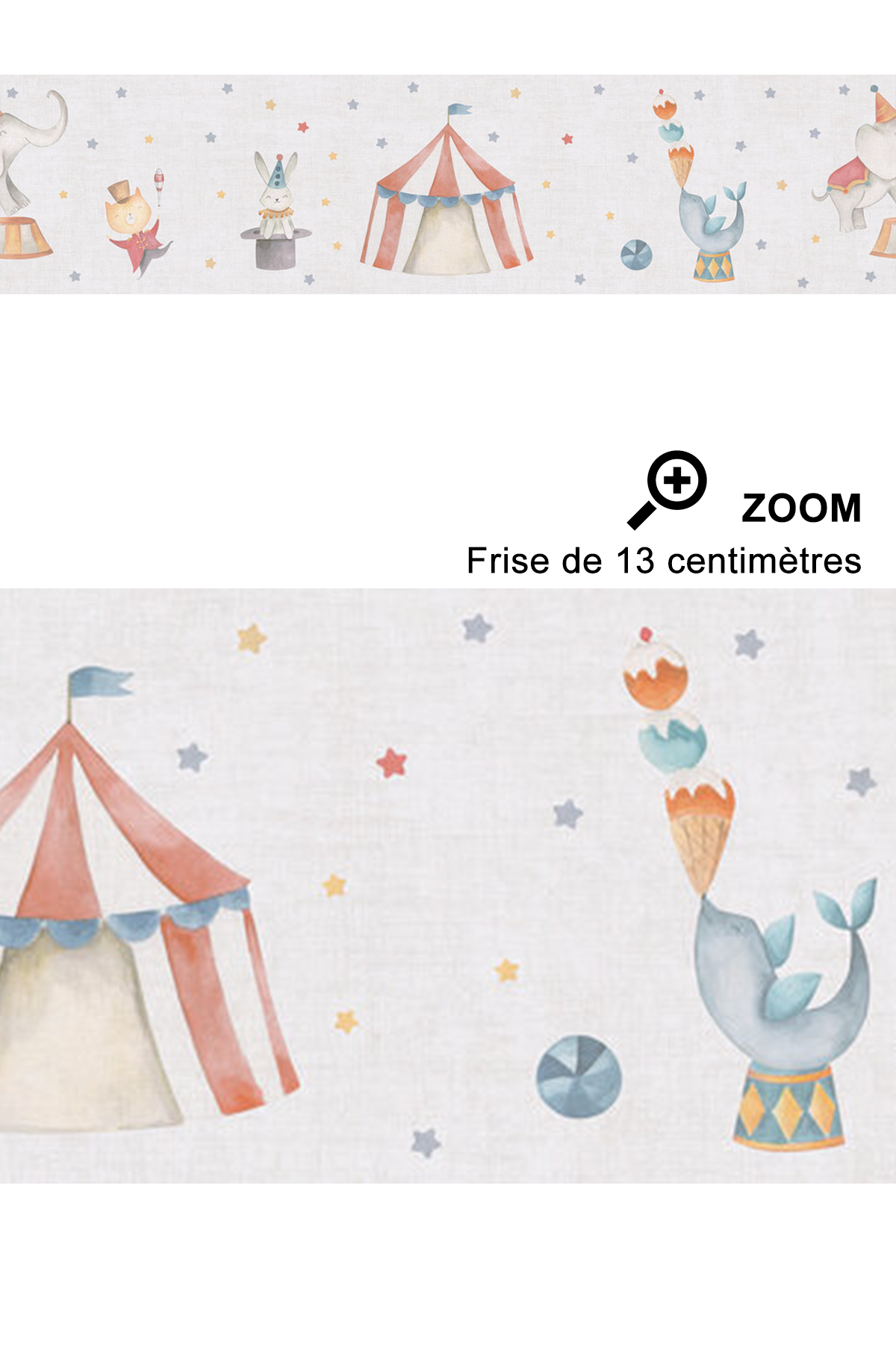 Frise enfant Animaux du Cirque multicolore - Lilly & Luis d'A.S. Création | Réf. AS-771491