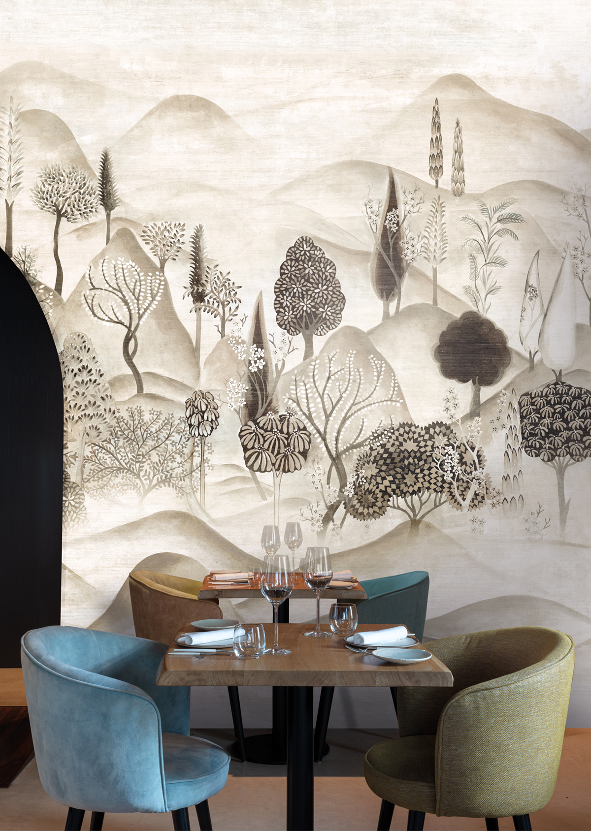 Papier peint panoramique Paysage Munnar taupe - C H300 - Summer de Masureel | Réf. MAS-DGSUM2013