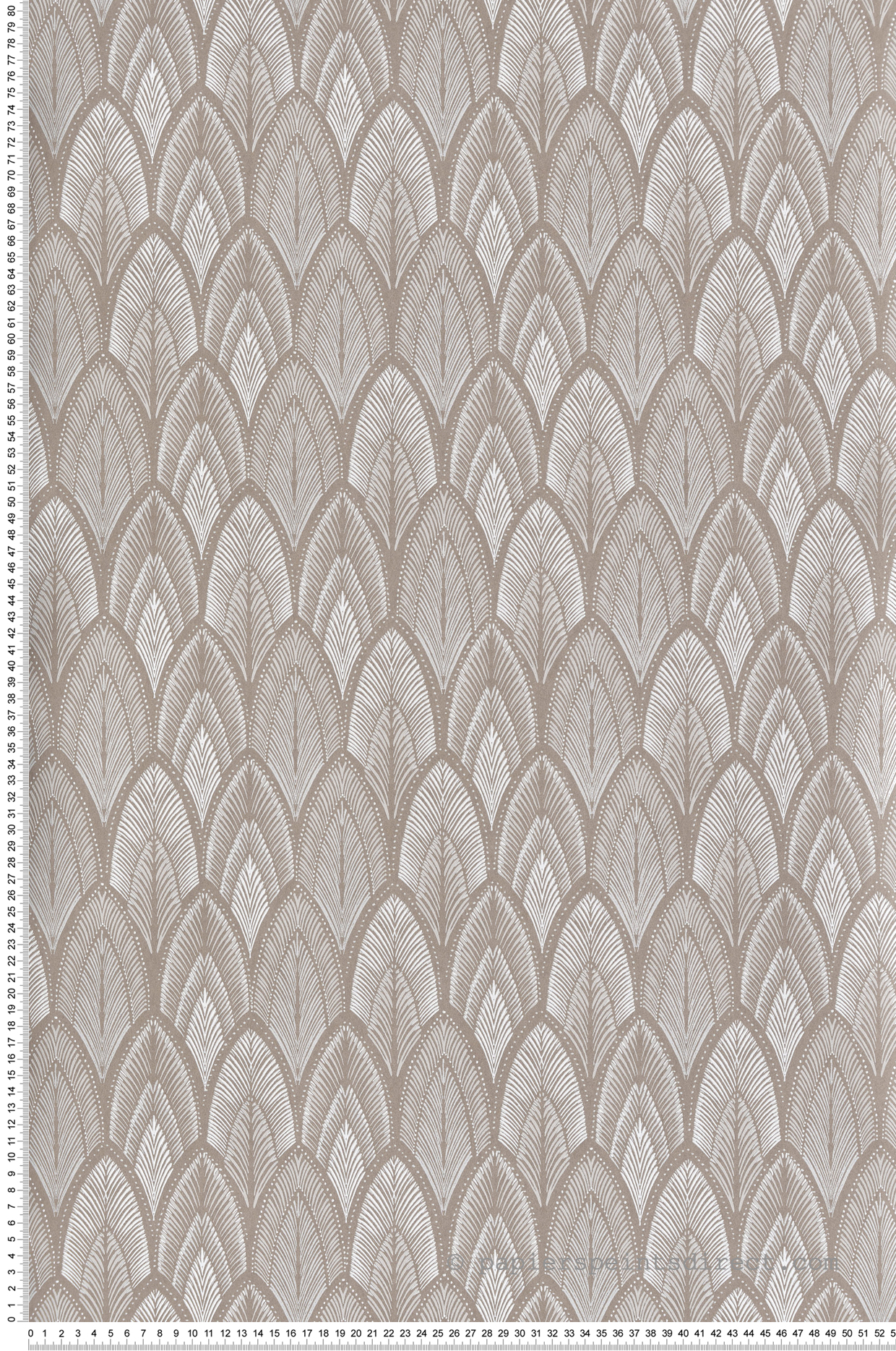 Papier peint Feuille Art Déco Dabu taupe métallisé - Summer de Masureel | Réf. MAS-SUM404