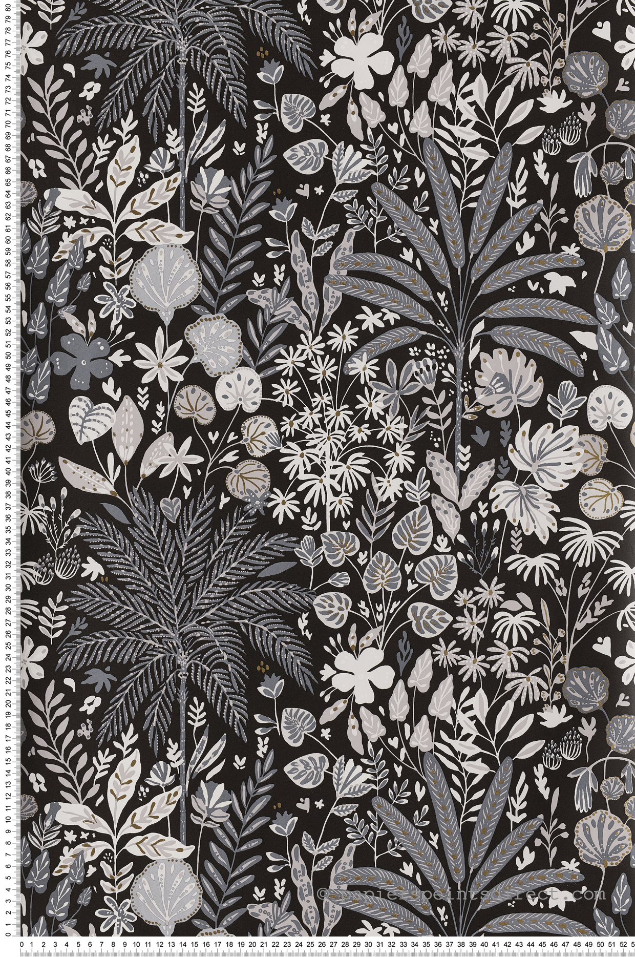 Papier peint jungle tropicale Hope noir/gris - Hygge de Casélio | HYG100599911