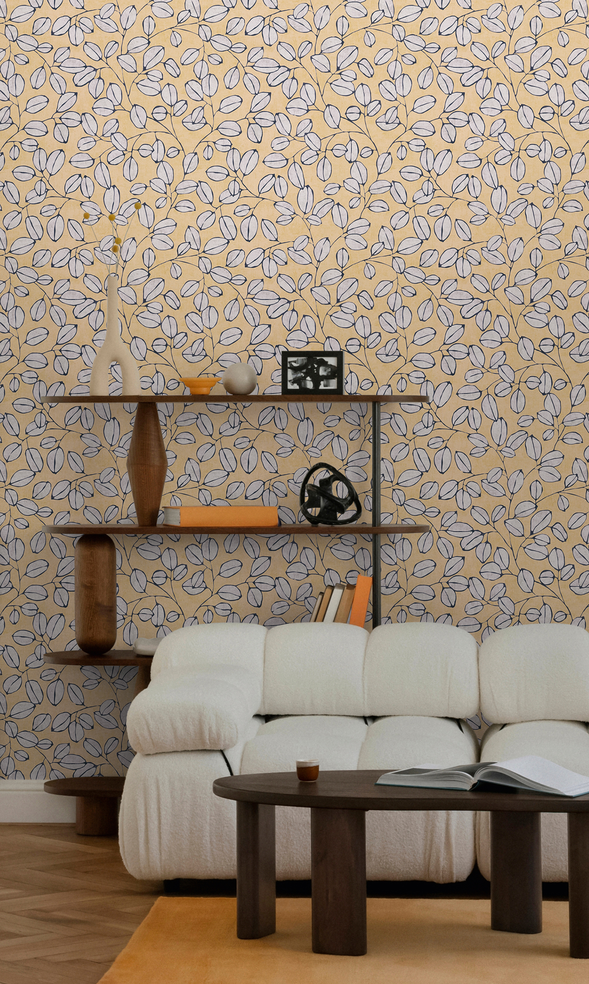 Papier peint Feuille Grain Café camomille - Nordic Feeling d'A.S. Création