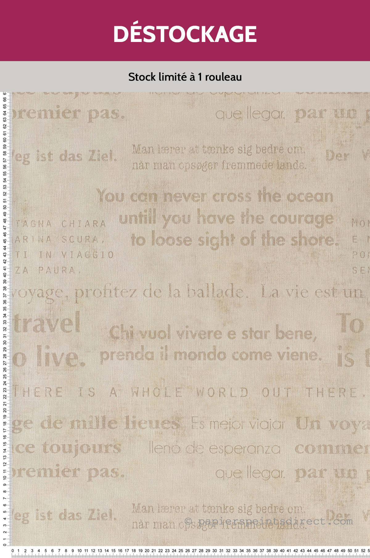 Papier Peint Destockage - Passeport travel beige