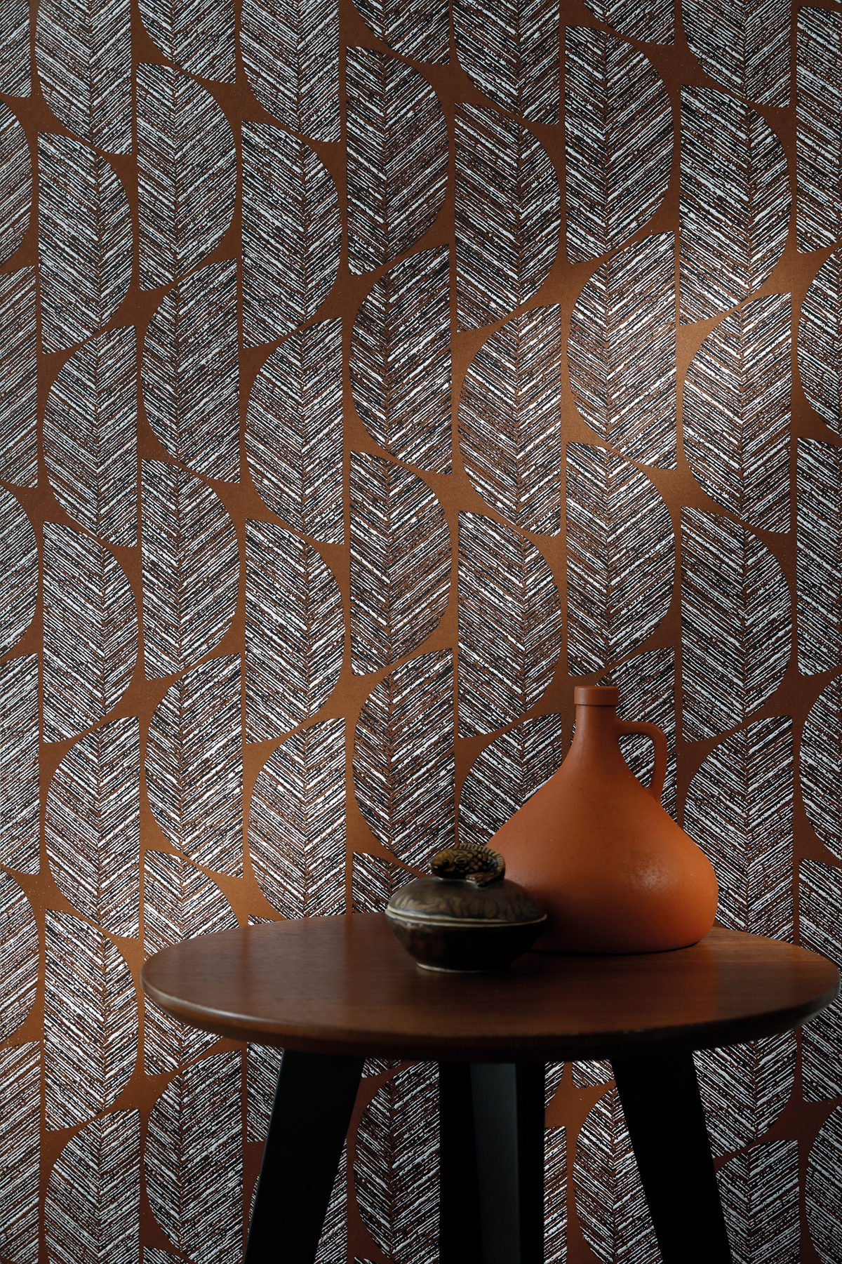 Papier peint Ethnique Abelia Terracotta - Orphée de Casamance | Réf. CAS-74721224