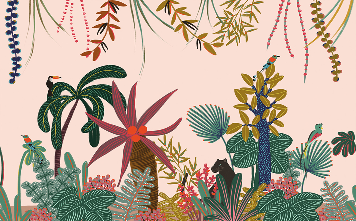 Papier peint panoramique Jungle Enfant Lara multicolore S - Let's Go Girls! de Casélio | Réf. LGG105144710