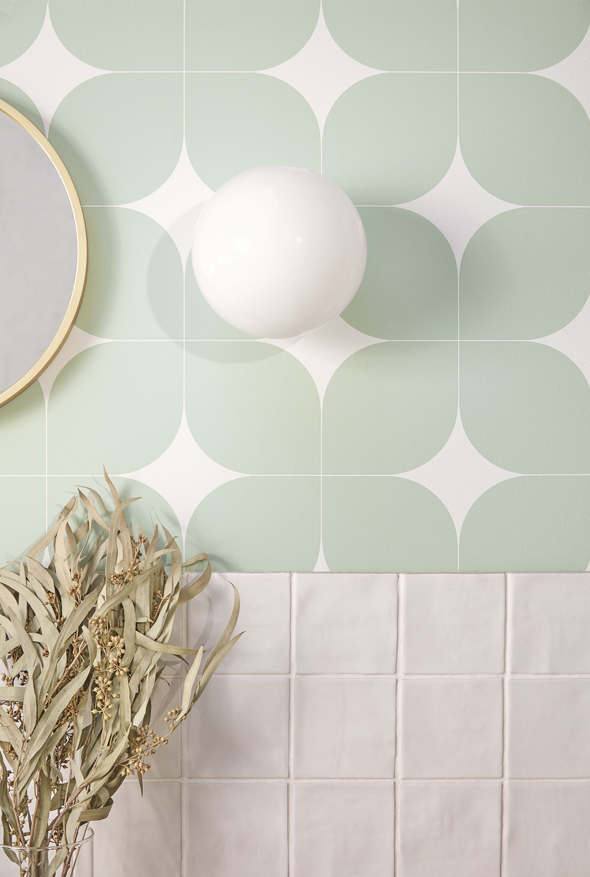 Papier peint Rétro 70s Detour vert d'eau - Outlines de Casélio AMB2 | Réf. OTLS105040708