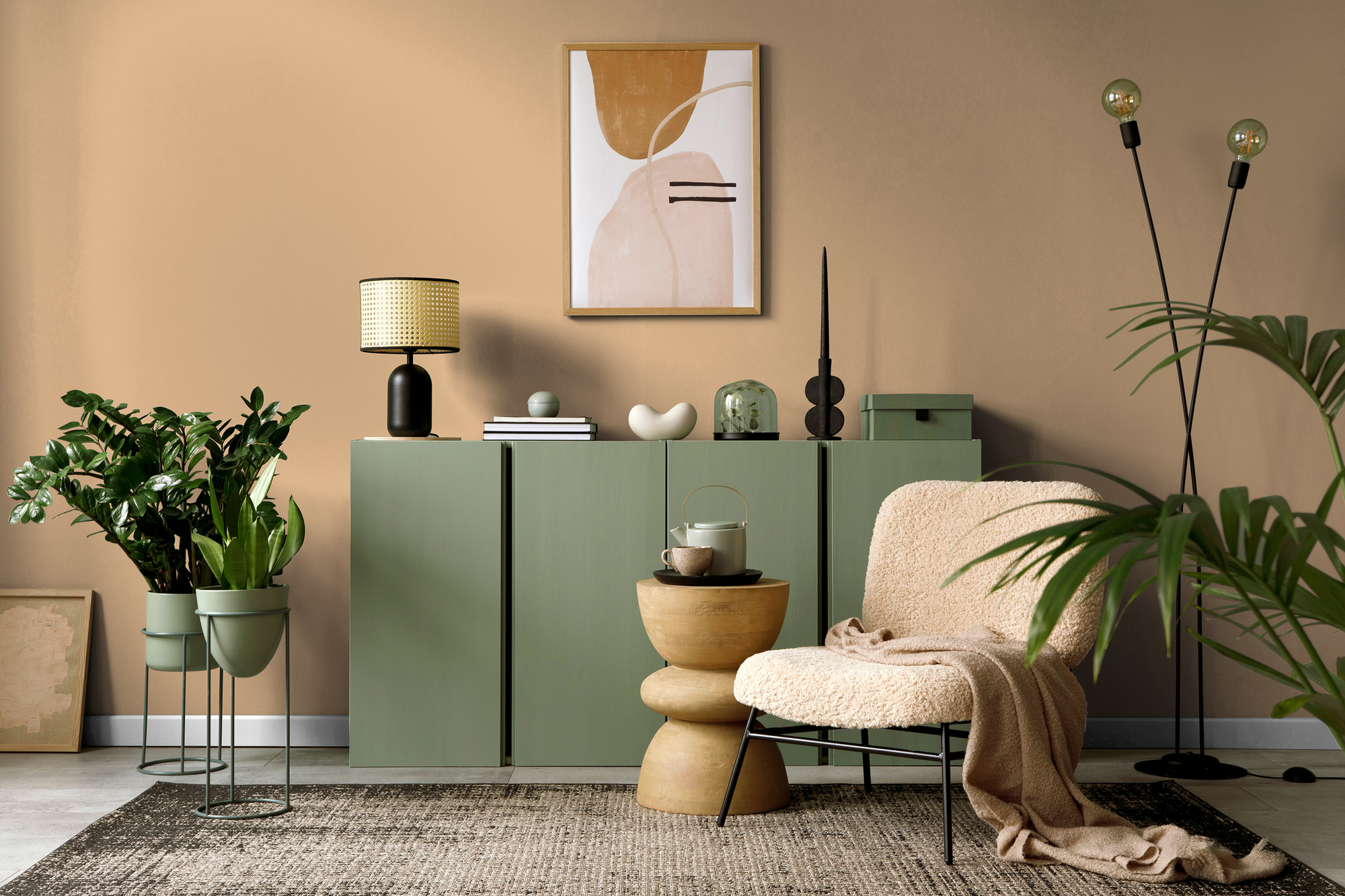 Photo numéro 2 d'une pièce avec un mur peint avec la peinture  Puro beige sandy beige  - c7026