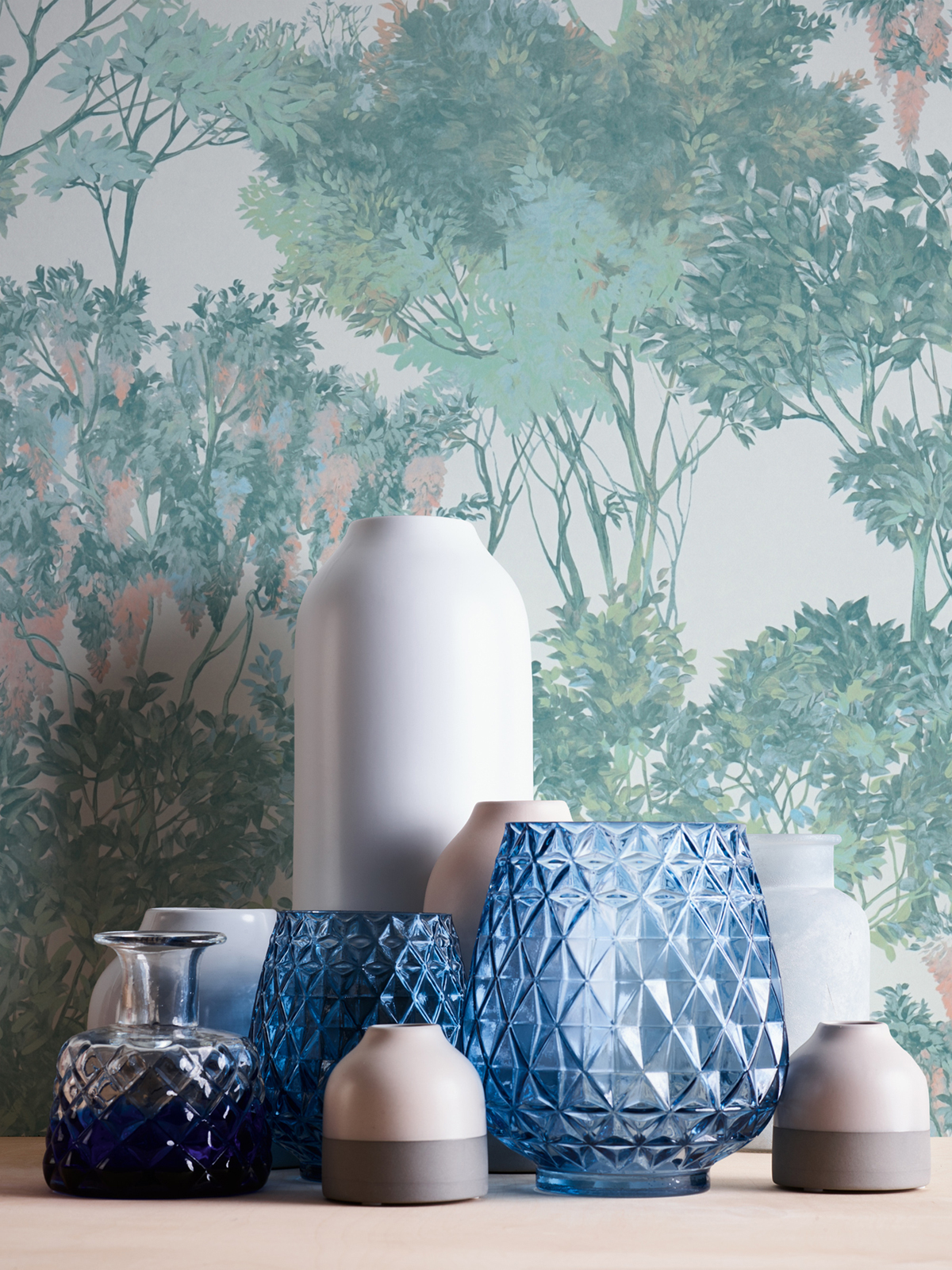 Papier peint Forêt Peinte vert bleu - Arcade d'Architects Paper AMB2 | Réf. 39173-3