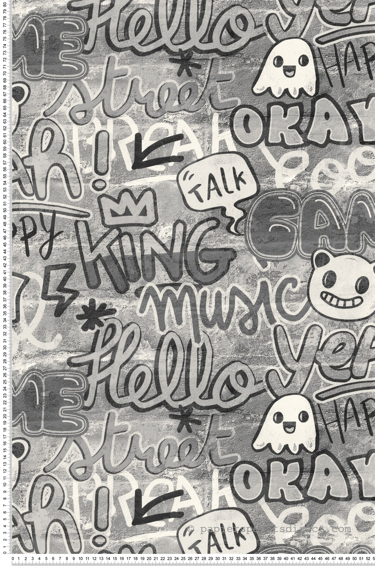 Papier peint Graffiti Make It Fun gris - Young & Free de Casélio | Réf. YNF103309009