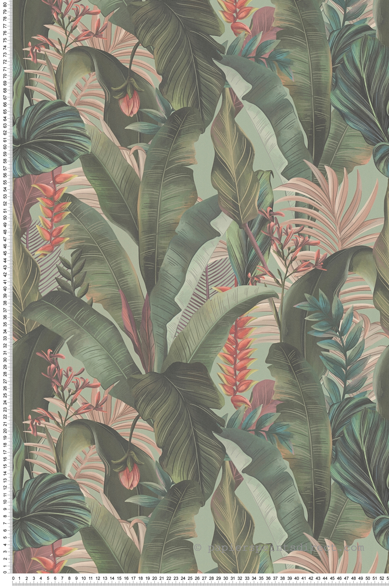 Papier peint Palme Exotique vert d'eau rose - Drawn Into Nature d'A.S. Création | Réf. AS-394353