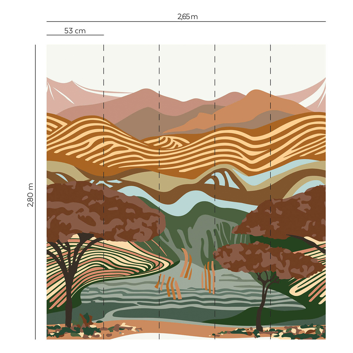 Papier peint panoramique Paysage Zebra Savana terracotta - Bensimon 3 de Lutèce | Réf. LTC-51233508