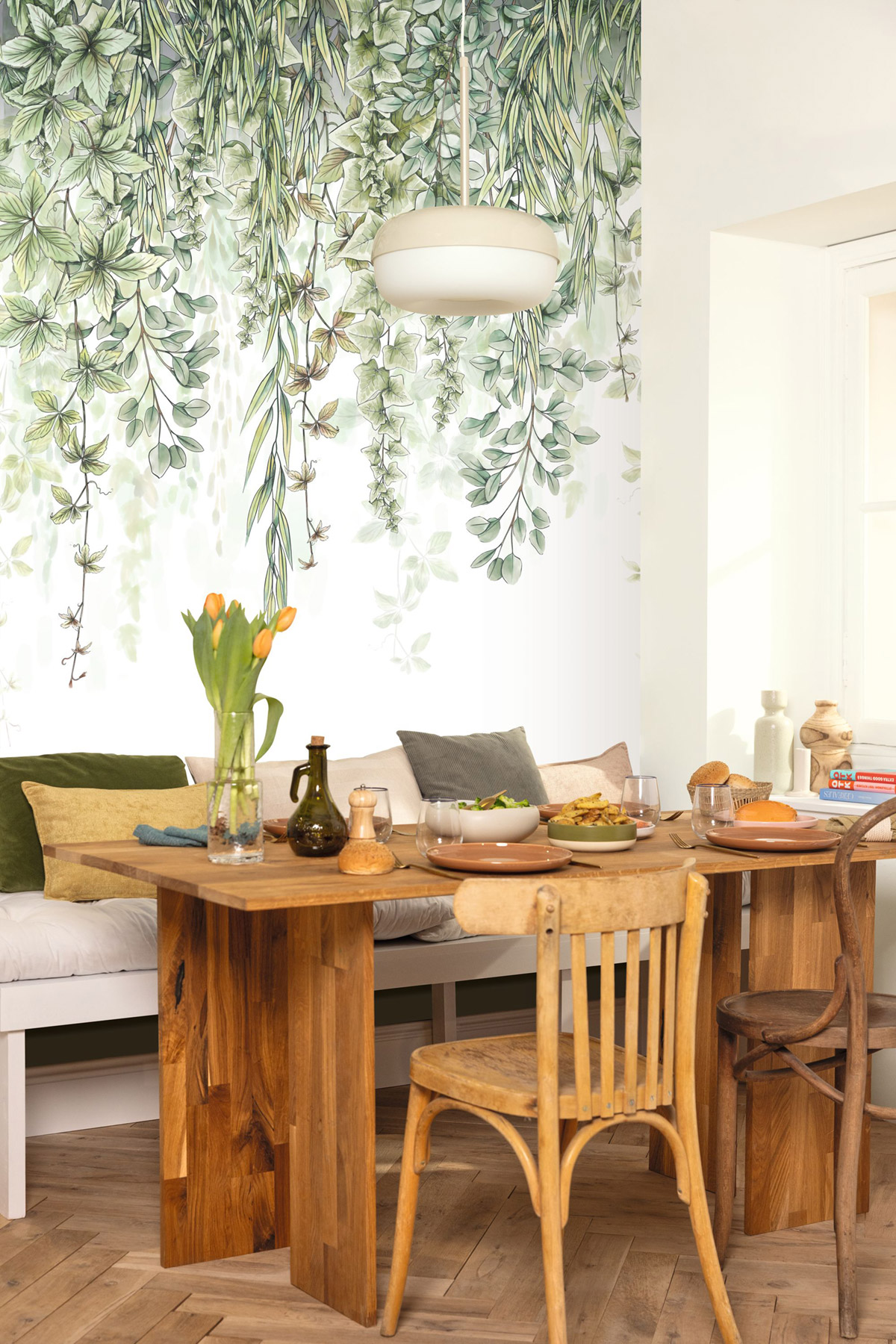 Papier peint panoramique Plante Tombante vert L 212 X 310 - Reliefs de Casélio | Réf. RLF106317027