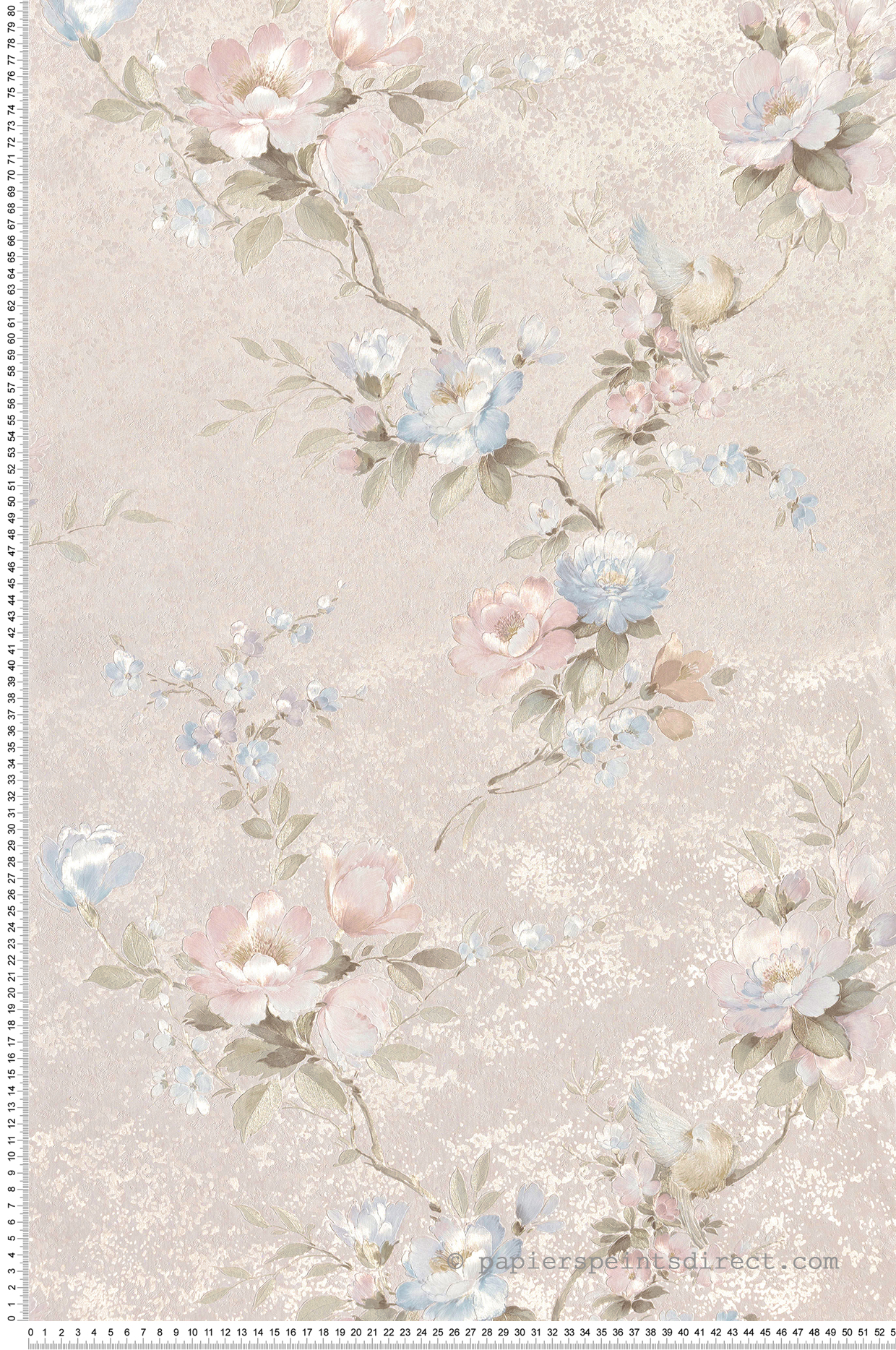 Papier peint Charme Fleur bleu et doré - Grand Classic de Montecolino | Réf. MC-Z66861