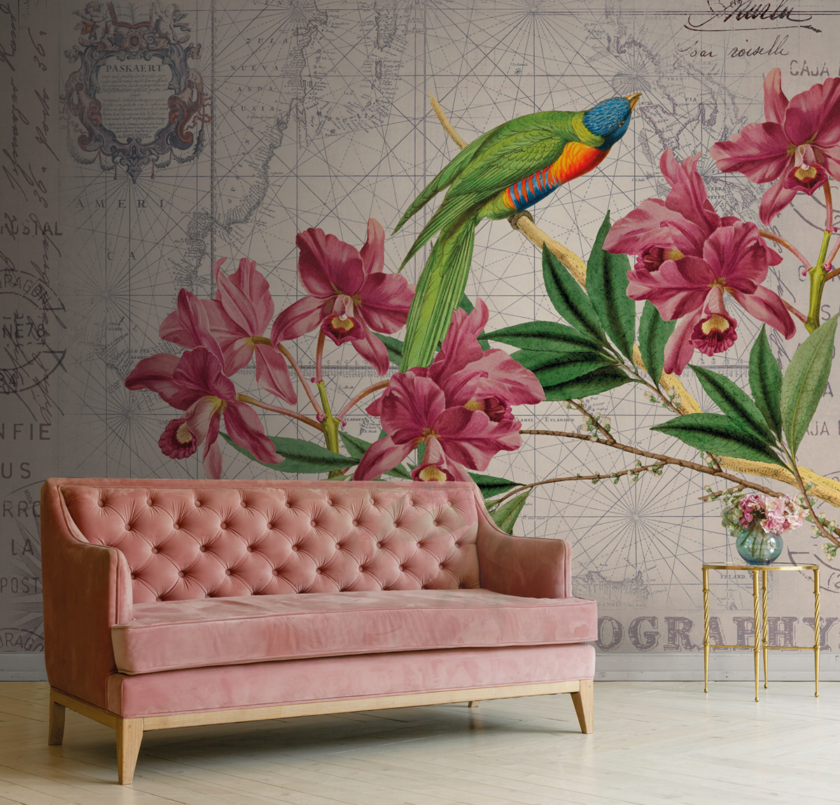 Papier peint panoramique Oiseau Orchidée Bird Discovery 1 - Référence DD119717 - Intissé 200g/m2 - Standard 400 x 270