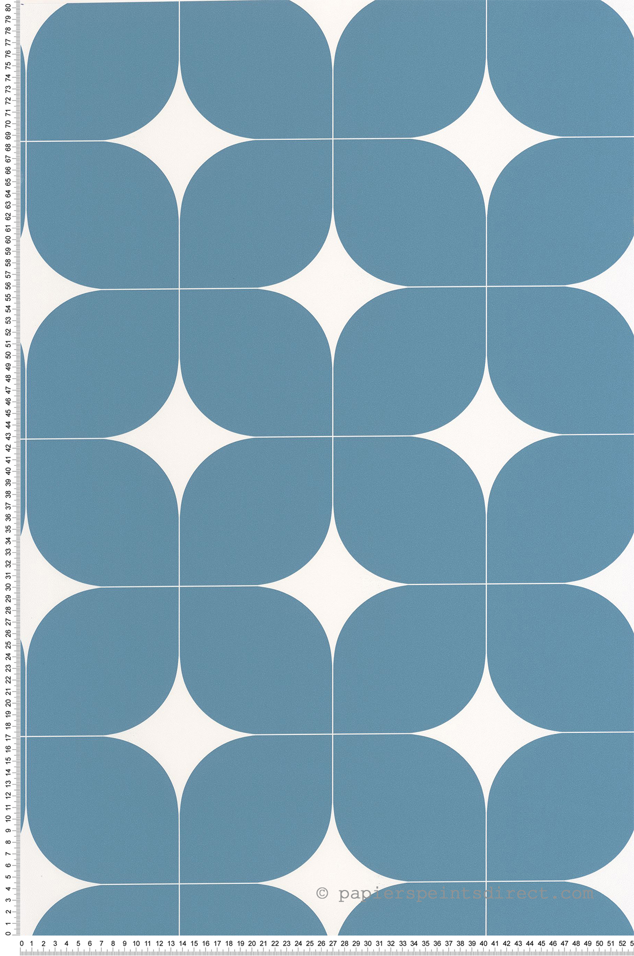 Papier peint Rétro 70s Detour bleu jean - Outlines de Casélio | Réf. OTLS105040641